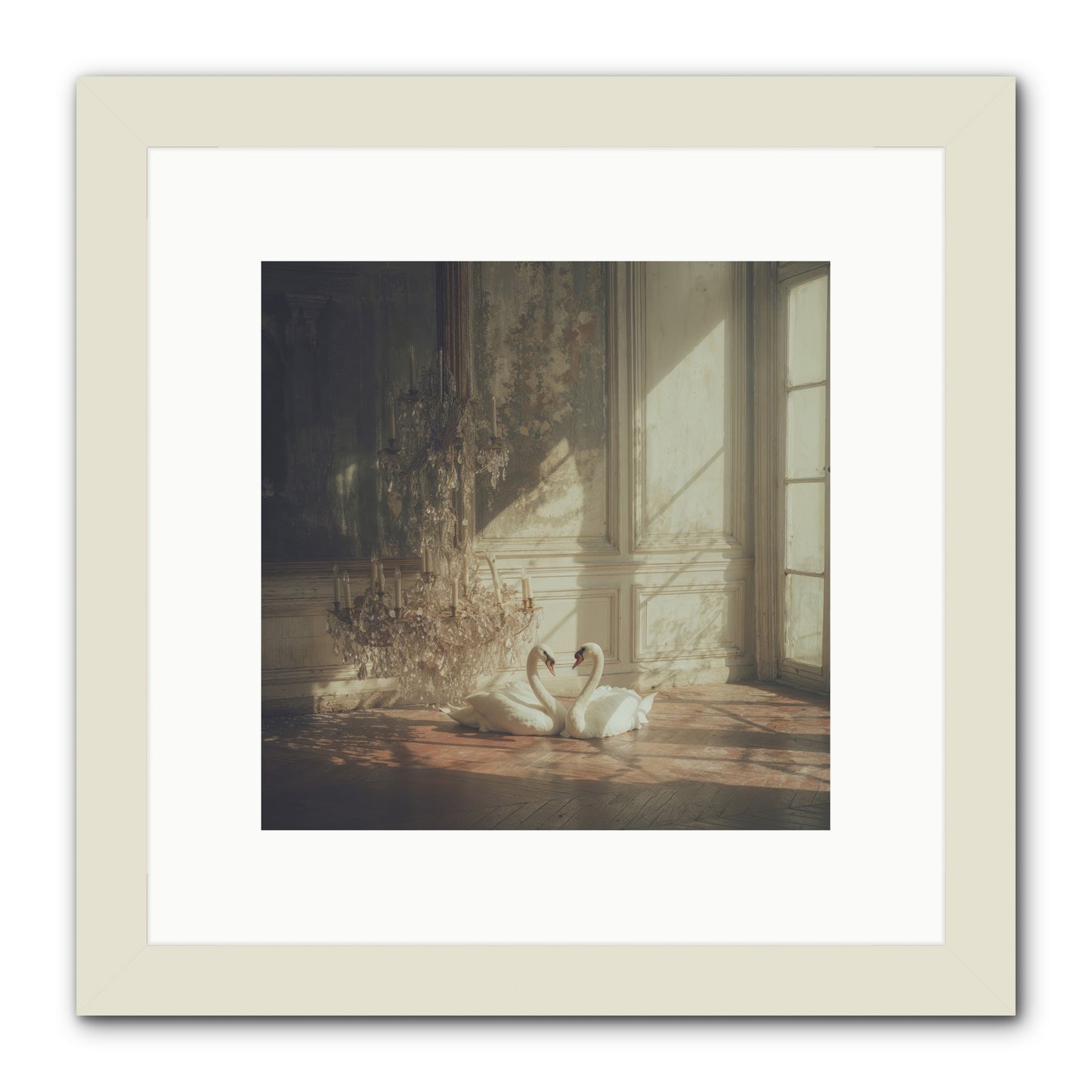 Linen Moon -- Framed Print - White 10x10