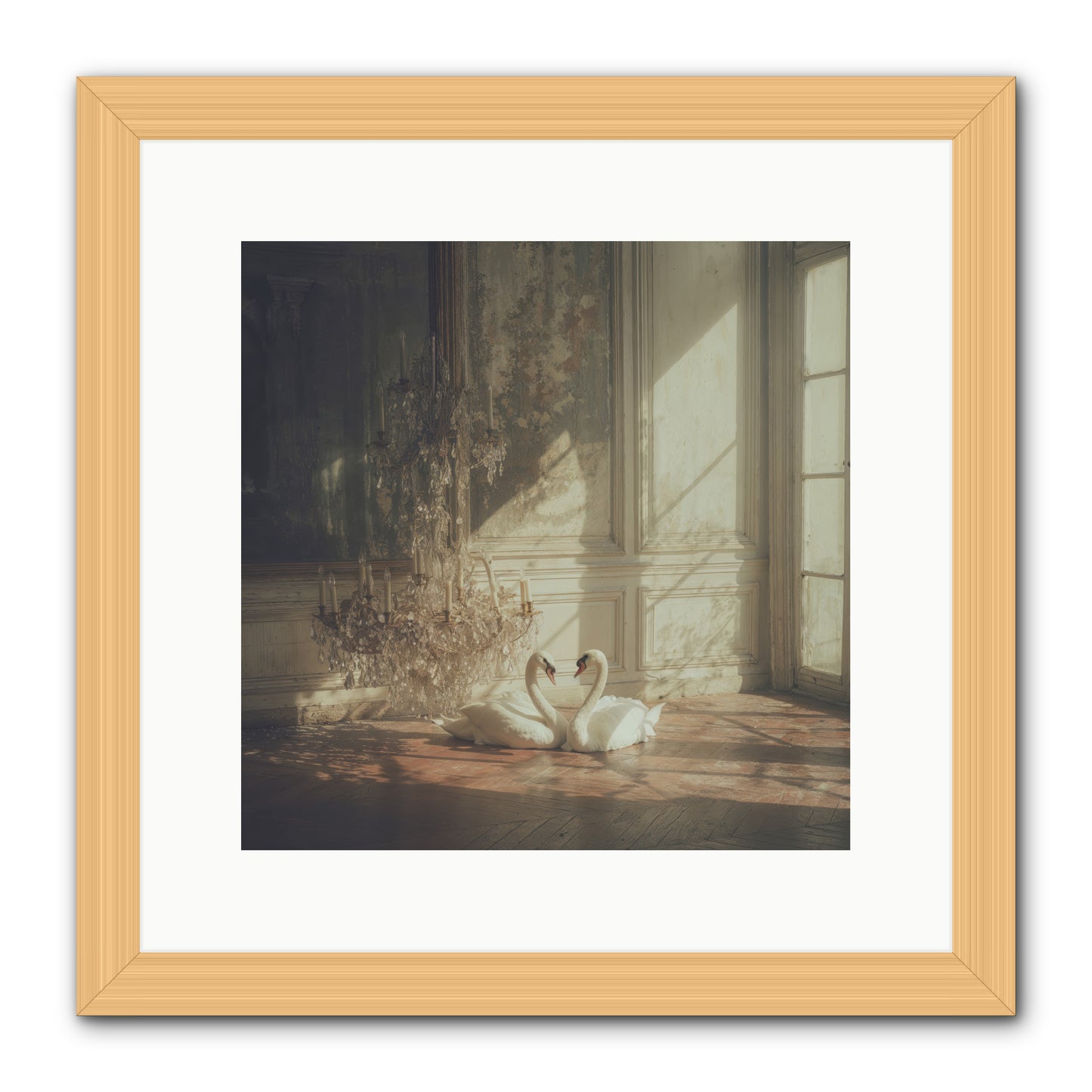 Linen Moon -- Framed Print - Natural 12x12