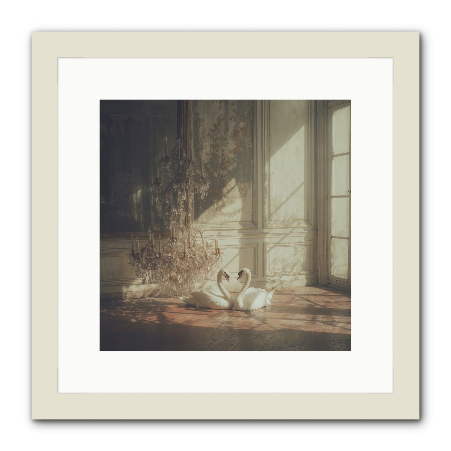 Linen Moon -- Framed Print - White 12x12