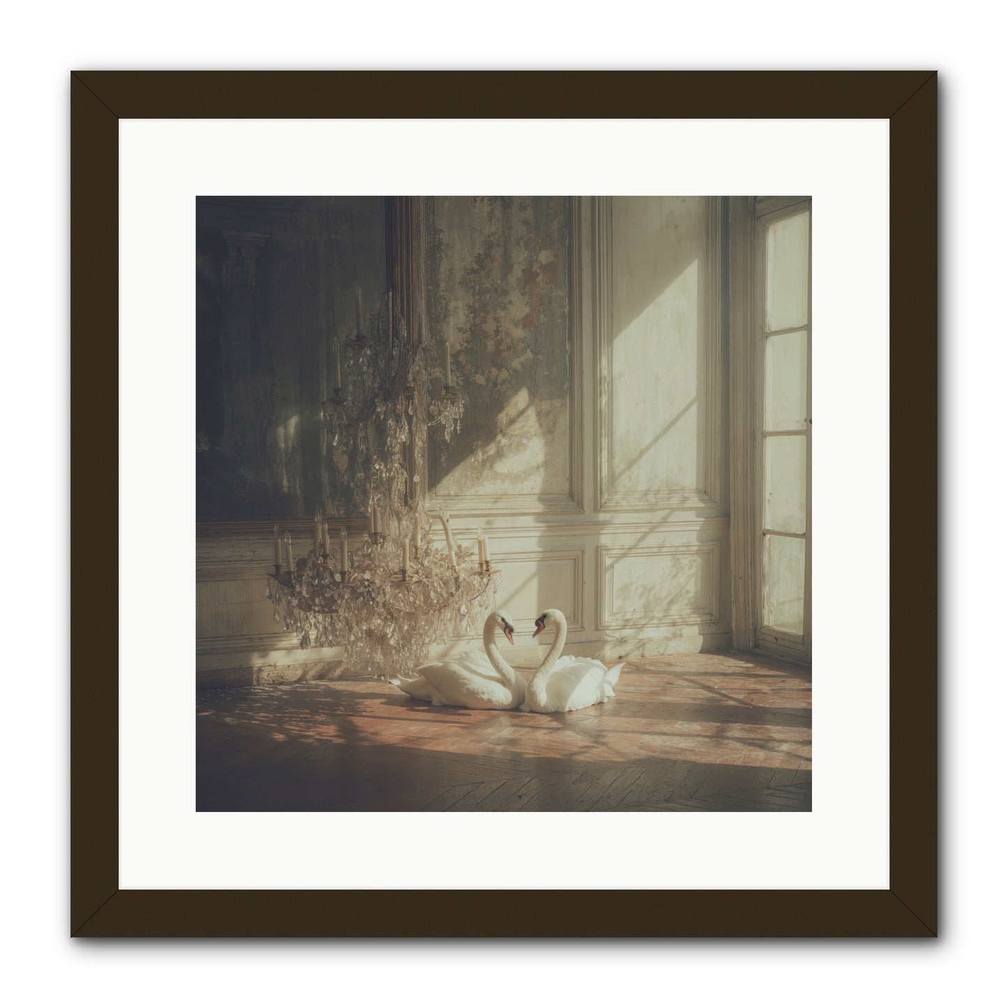 Linen Moon -- Framed Print - Black 16x16