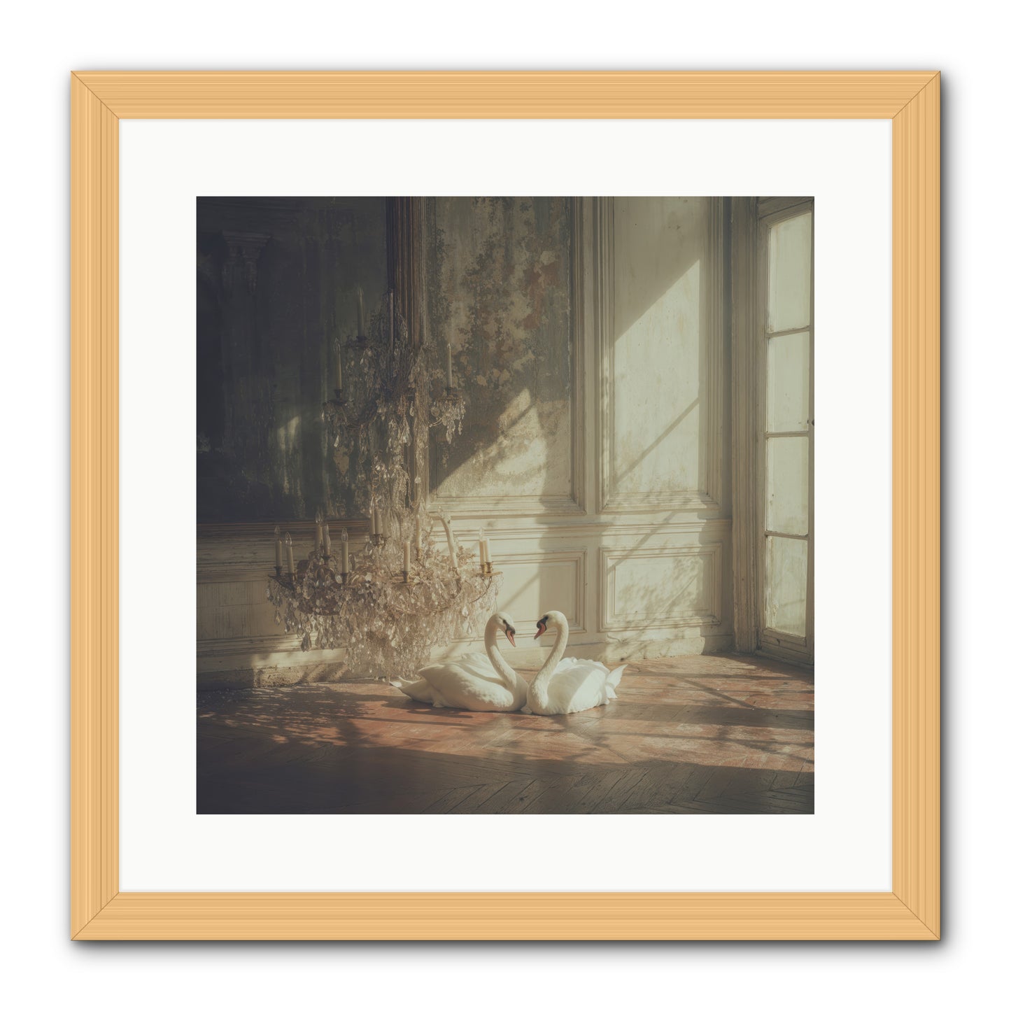 Linen Moon -- Framed Print - Natural 16x16