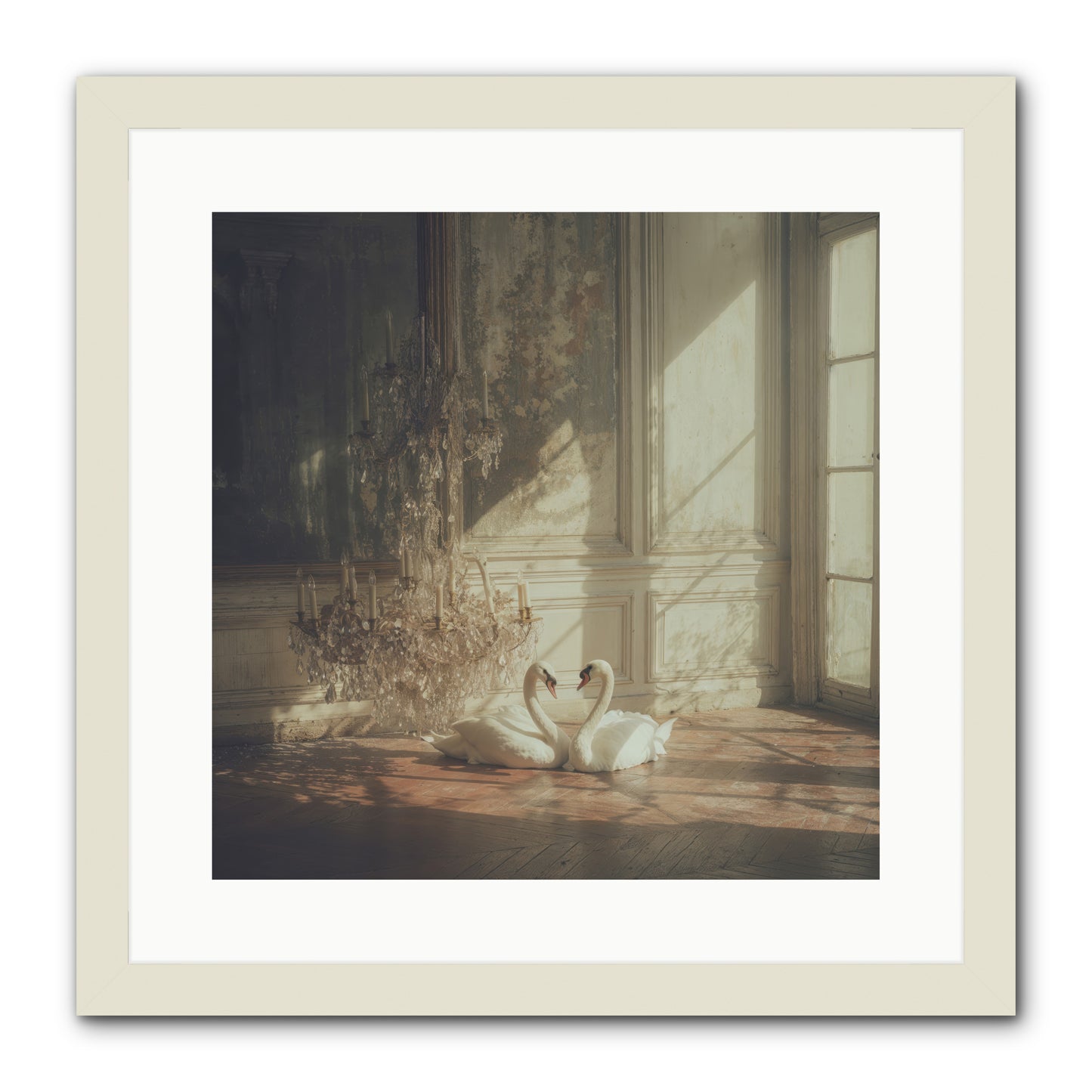 Linen Moon -- Framed Print - White 16x16
