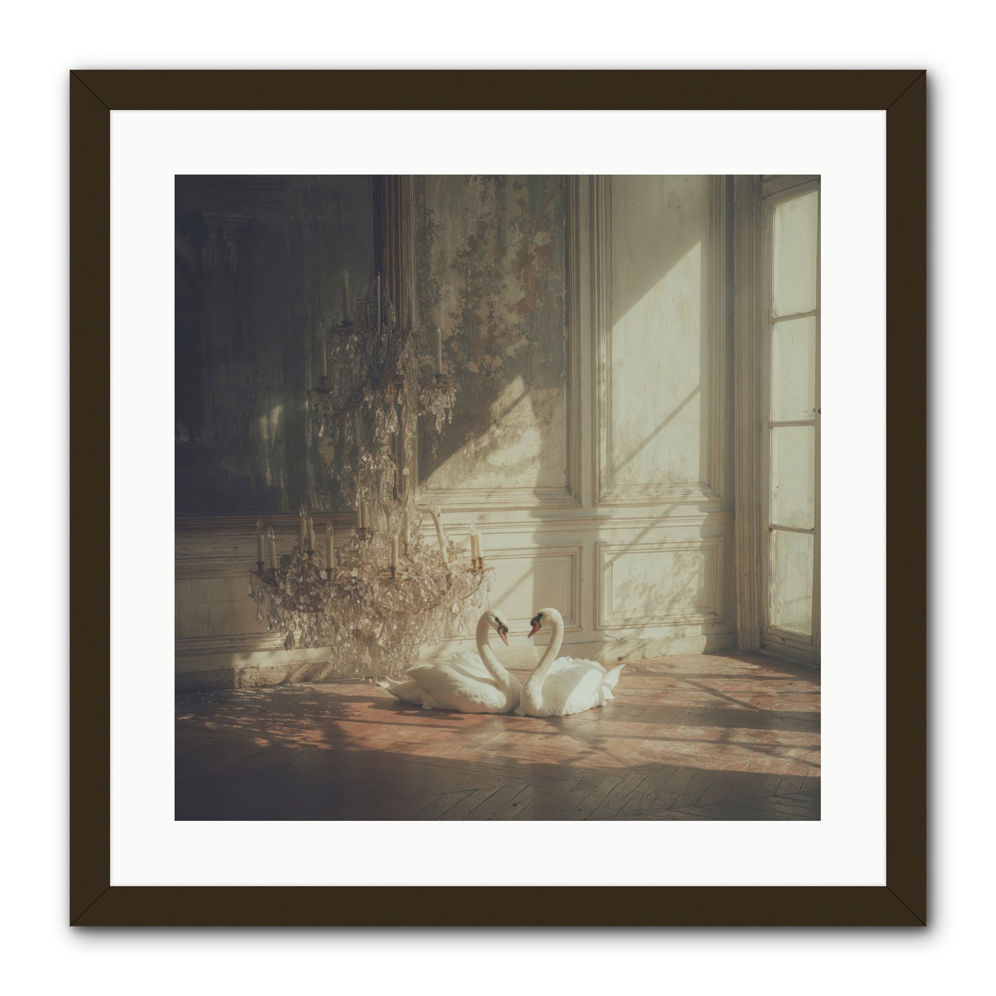 Linen Moon -- Framed Print - Black 20x20