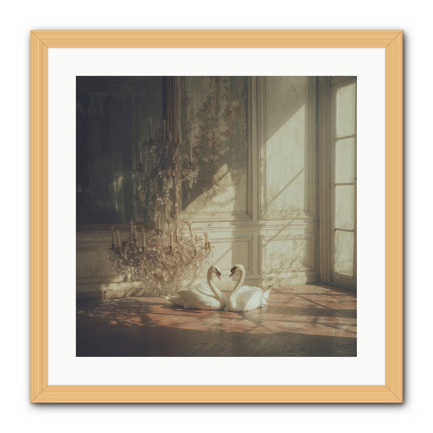 Linen Moon -- Framed Print - Natural 20x20