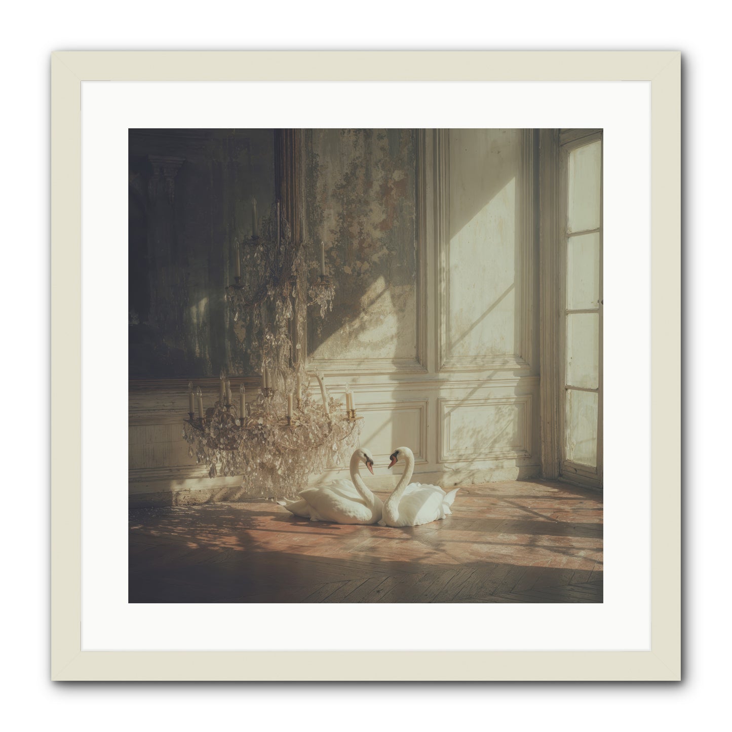 Linen Moon -- Framed Print - White 20x20