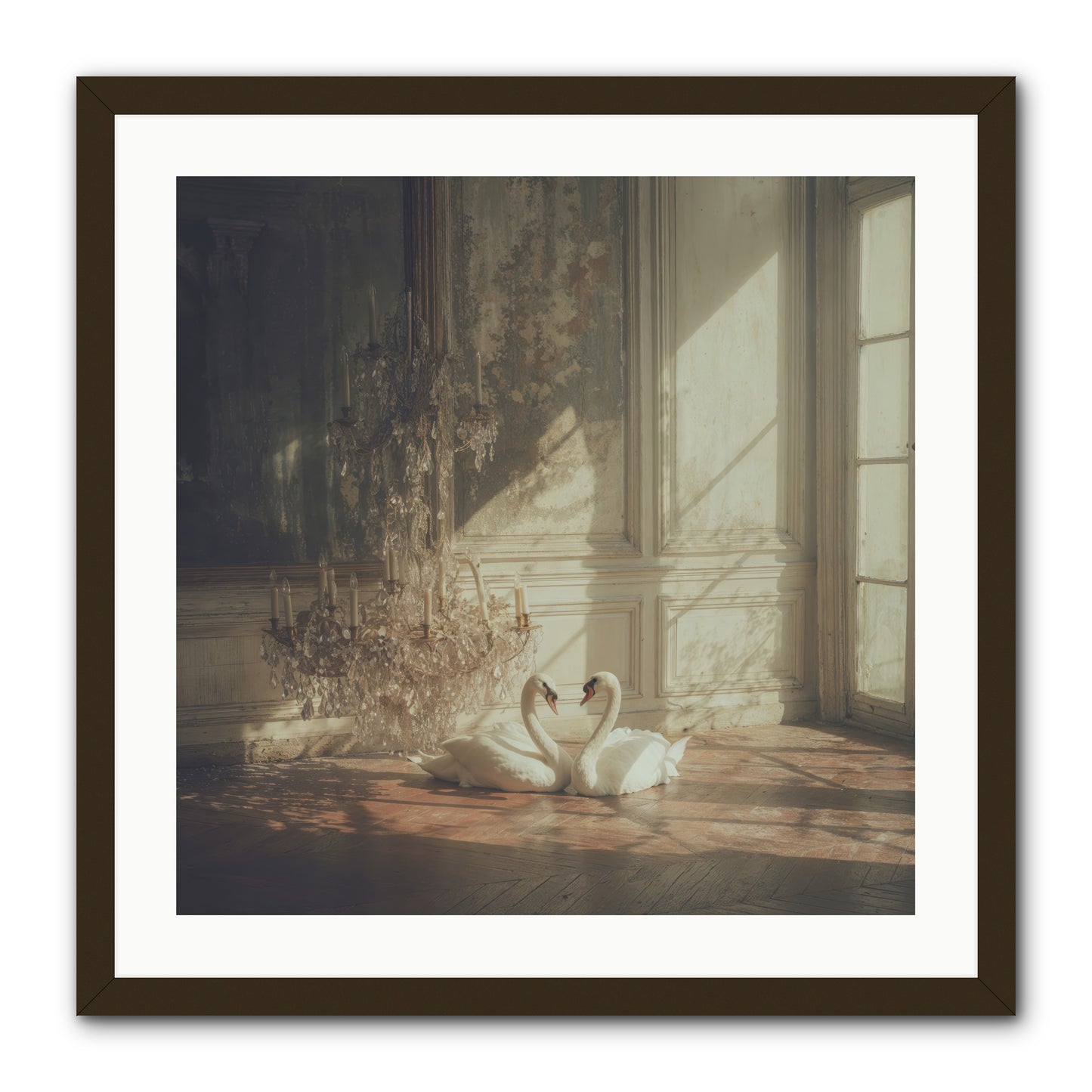 Linen Moon -- Framed Print - Black 24x24