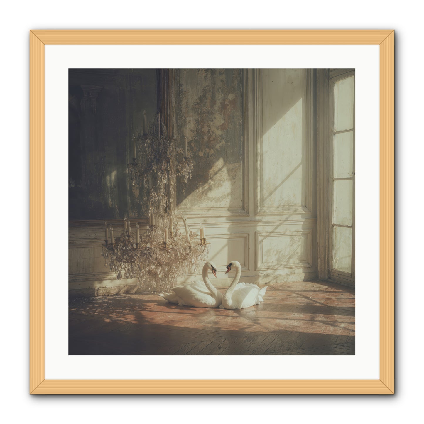 Linen Moon -- Framed Print - Natural 24x24