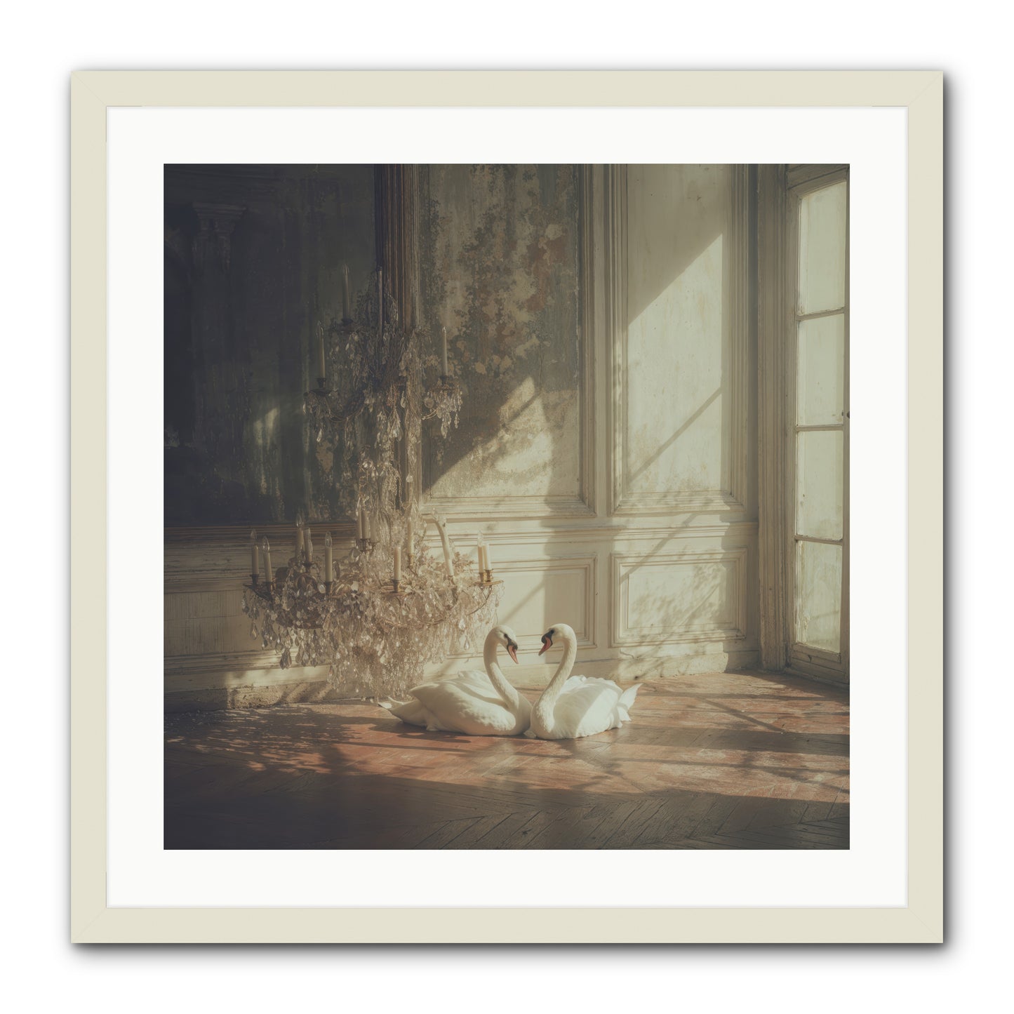 Linen Moon -- Framed Print - White 24x24