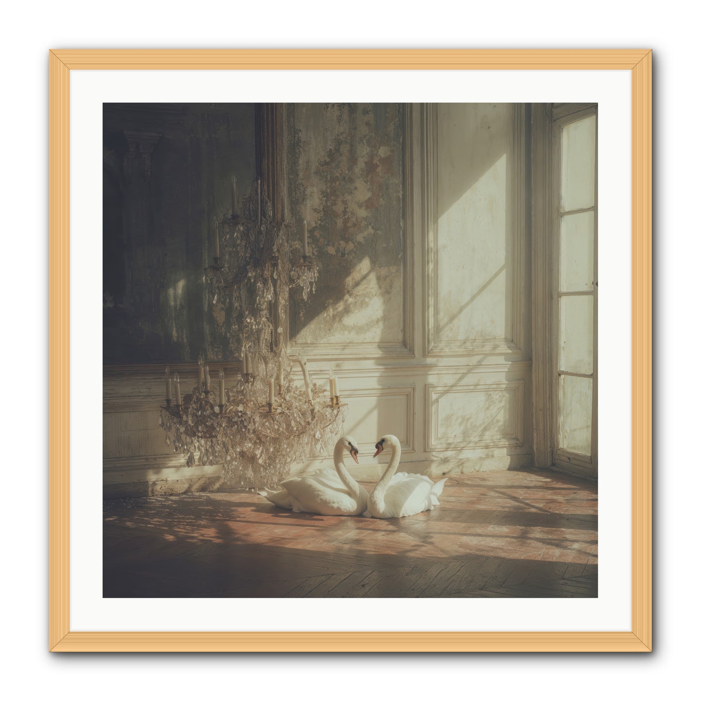 Linen Moon -- Framed Print - Natural 30x30