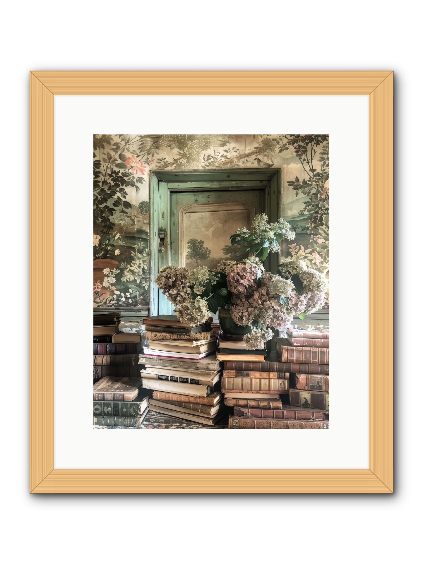 Literary Garden -- Framed Print - Natural 12x15