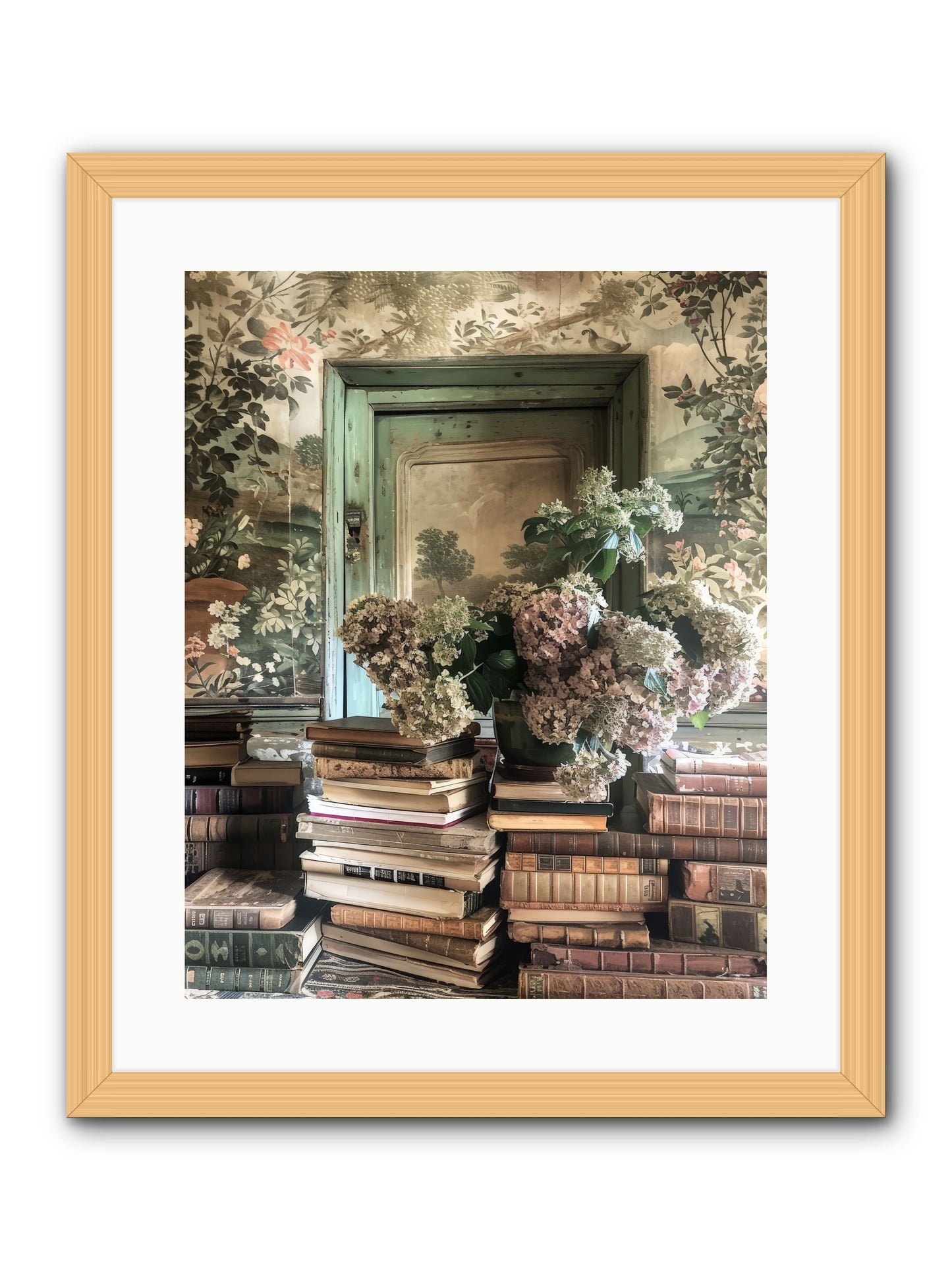 Literary Garden -- Framed Print - Natural 16x20