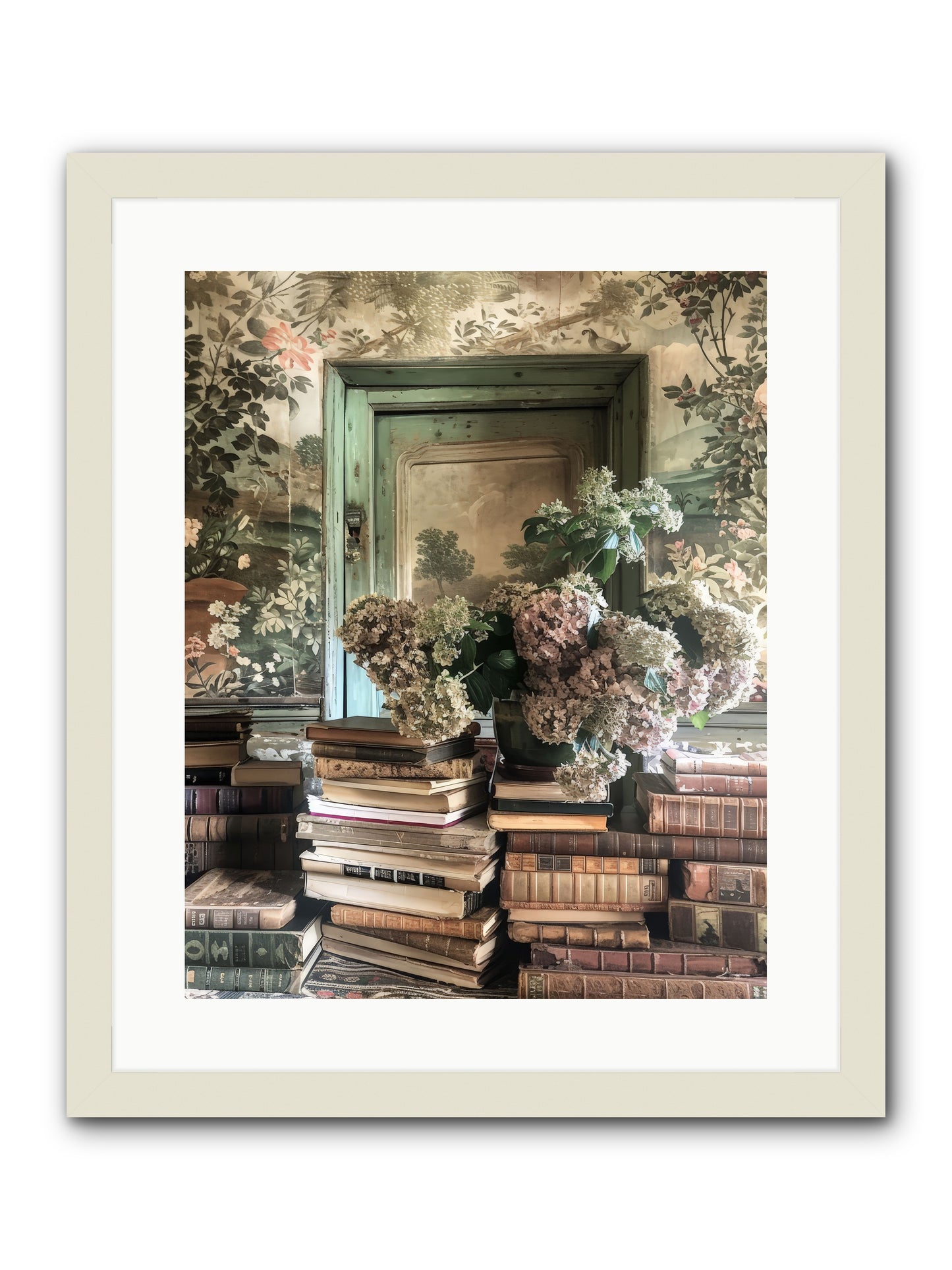 Literary Garden -- Framed Print - White 16x20
