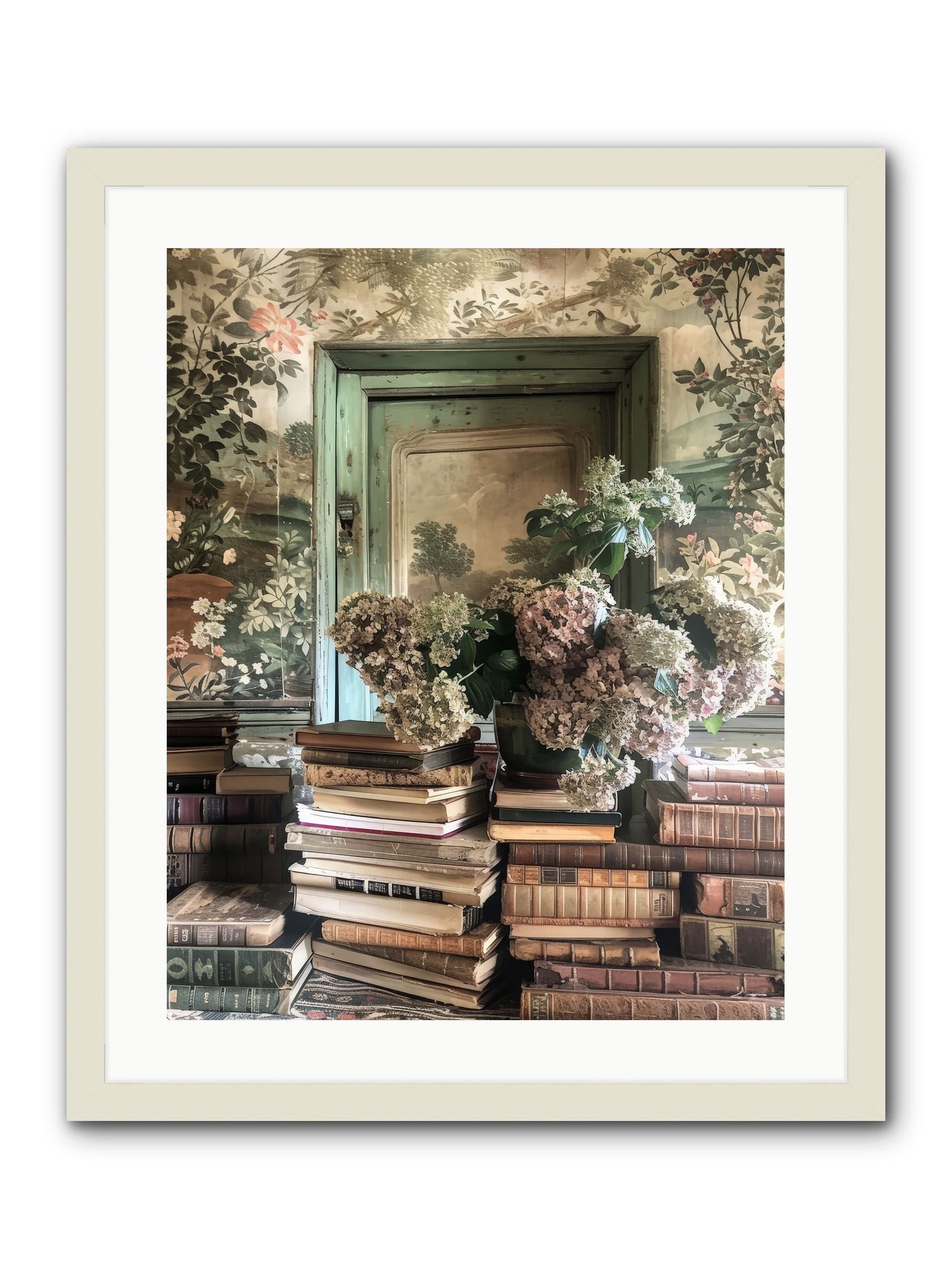 Literary Garden -- Framed Print - White 20x25