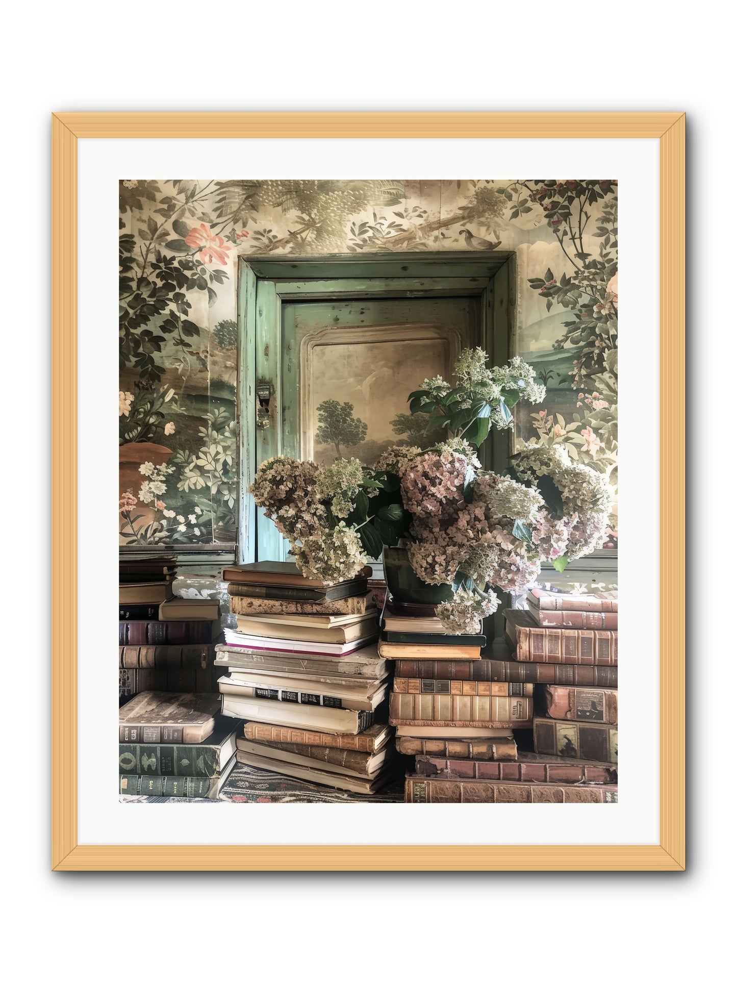 Literary Garden -- Framed Print - Natural 24x30