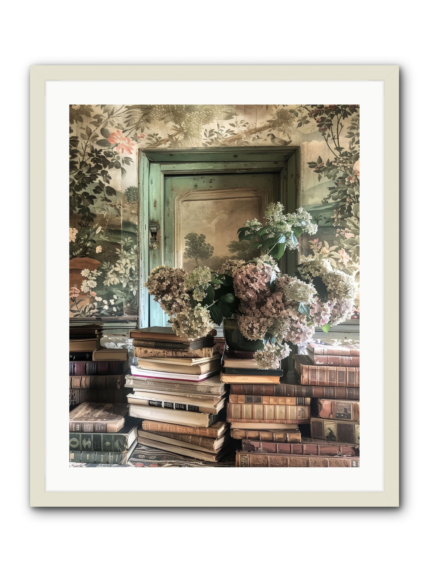 Literary Garden -- Framed Print - White 24x30