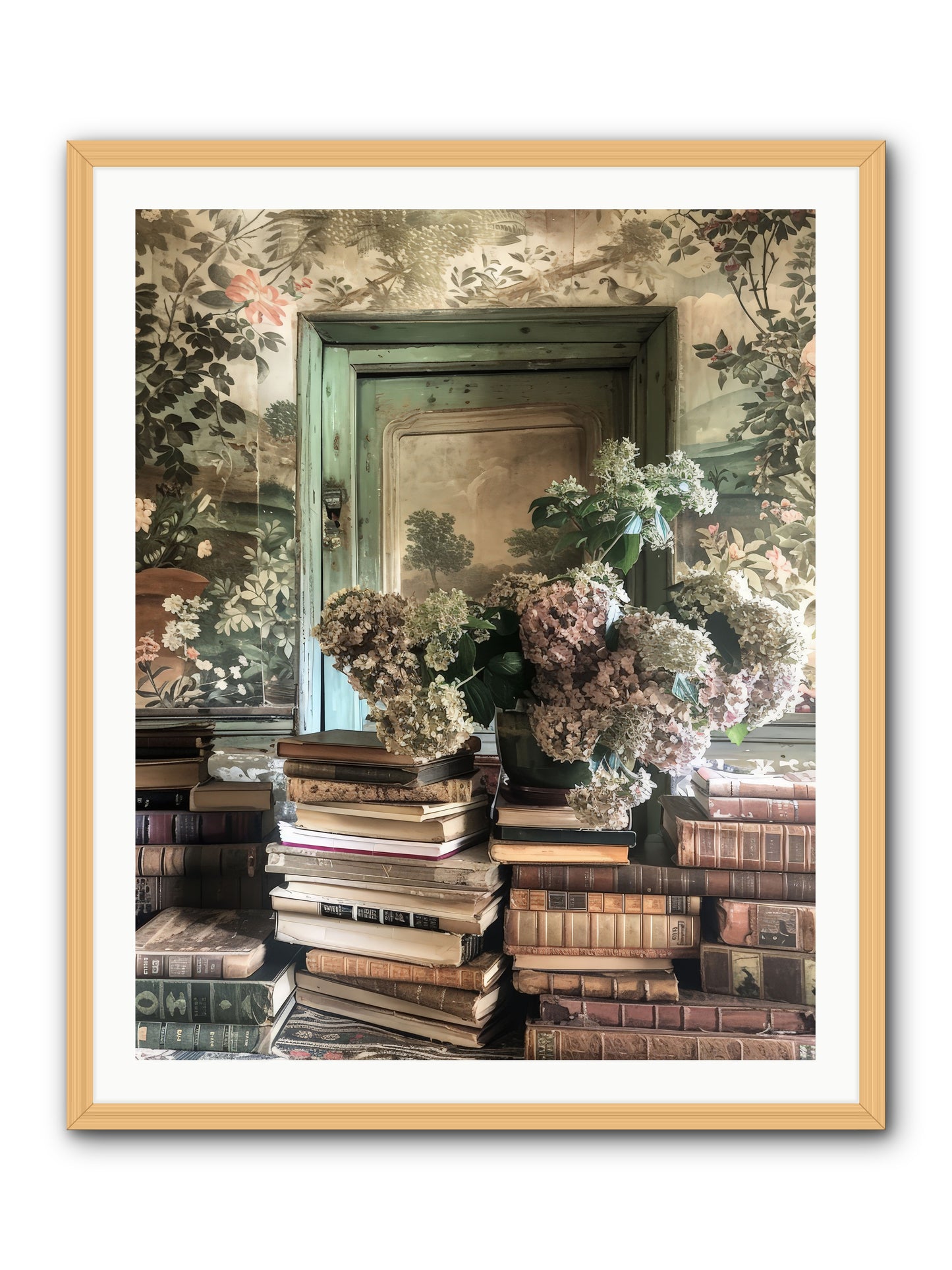 Literary Garden -- Framed Print - Natural 32x40