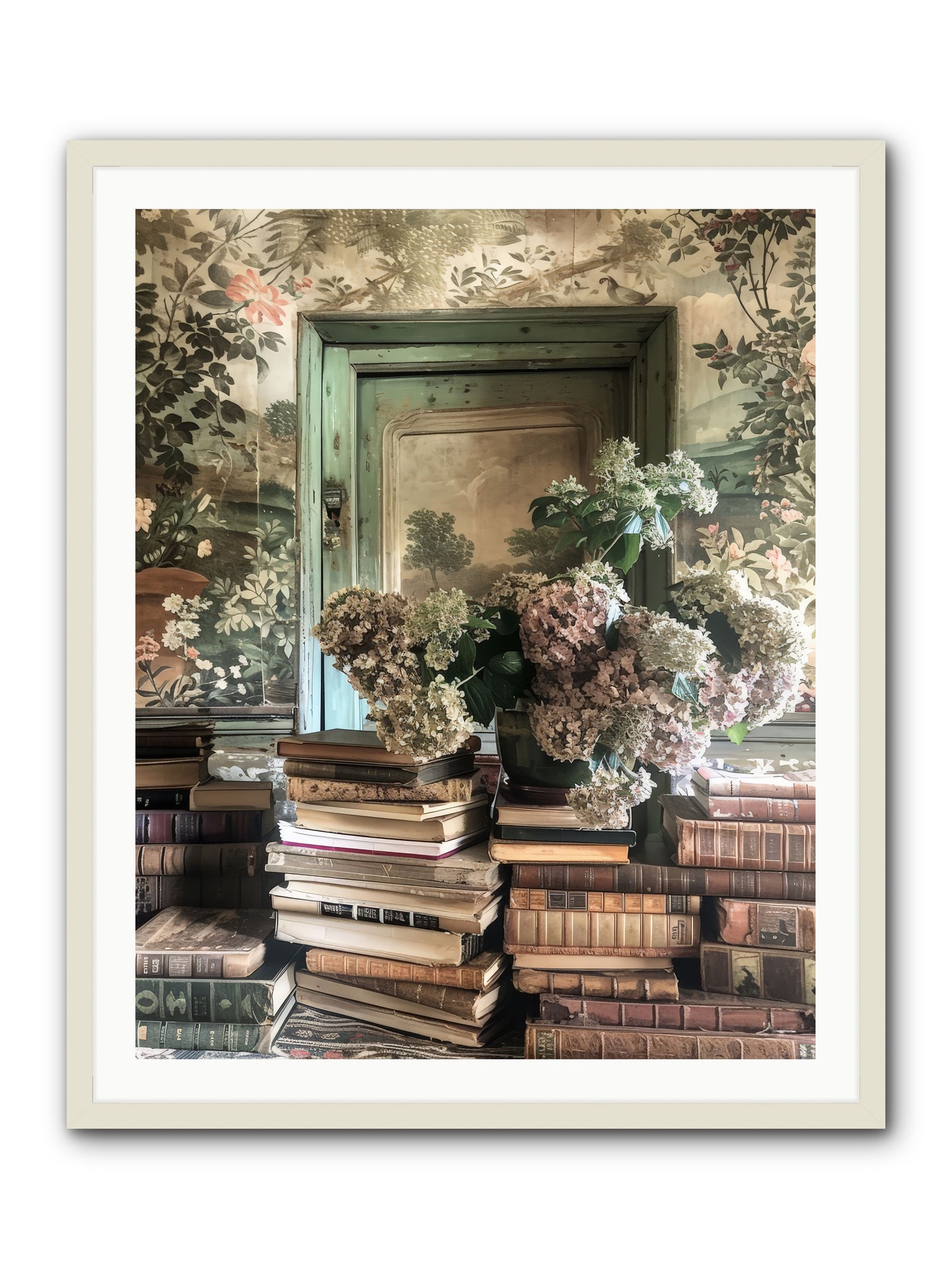 Literary Garden -- Framed Print - White 32x40