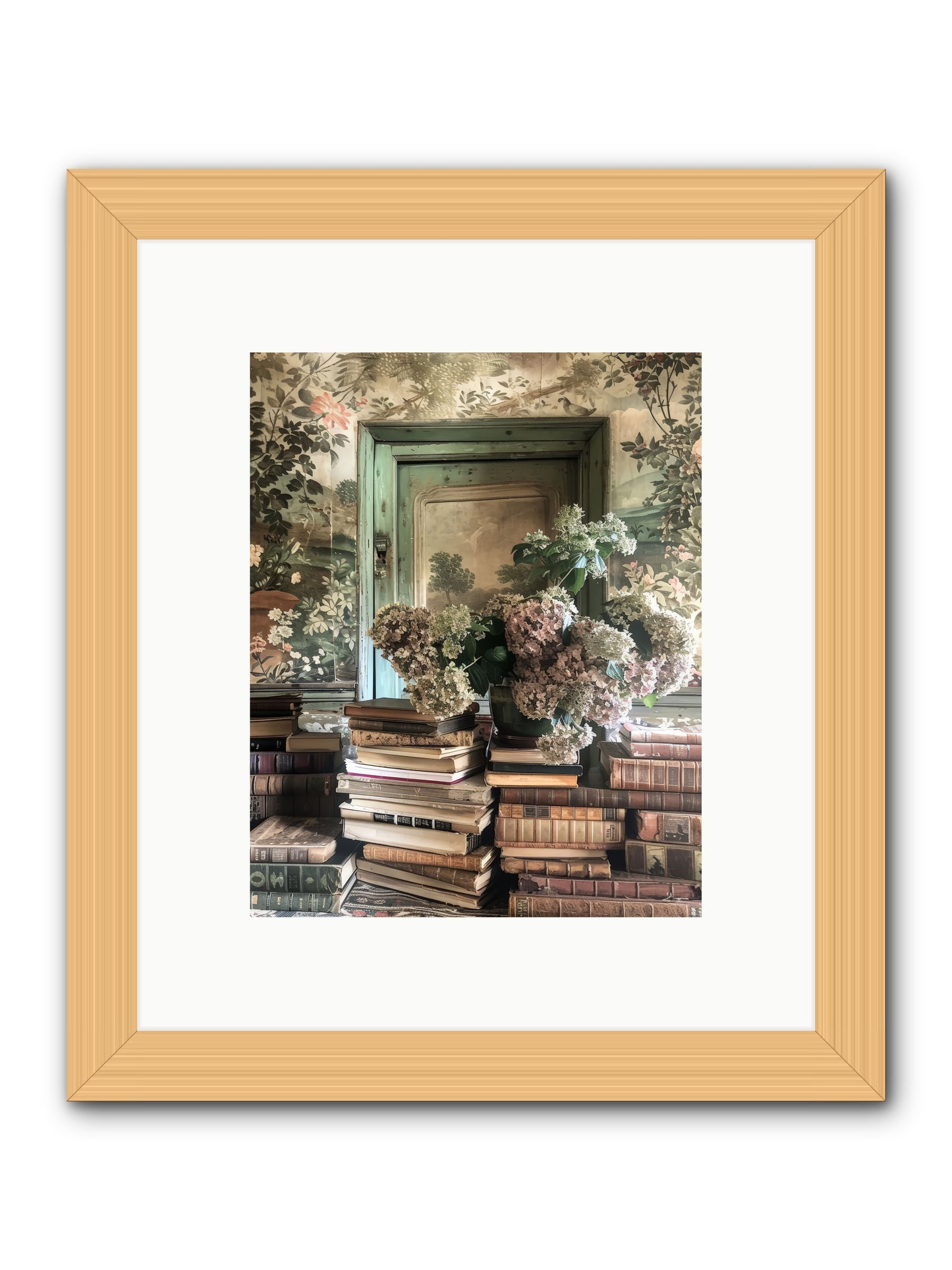 Literary Garden -- Framed Print - Natural 8x10