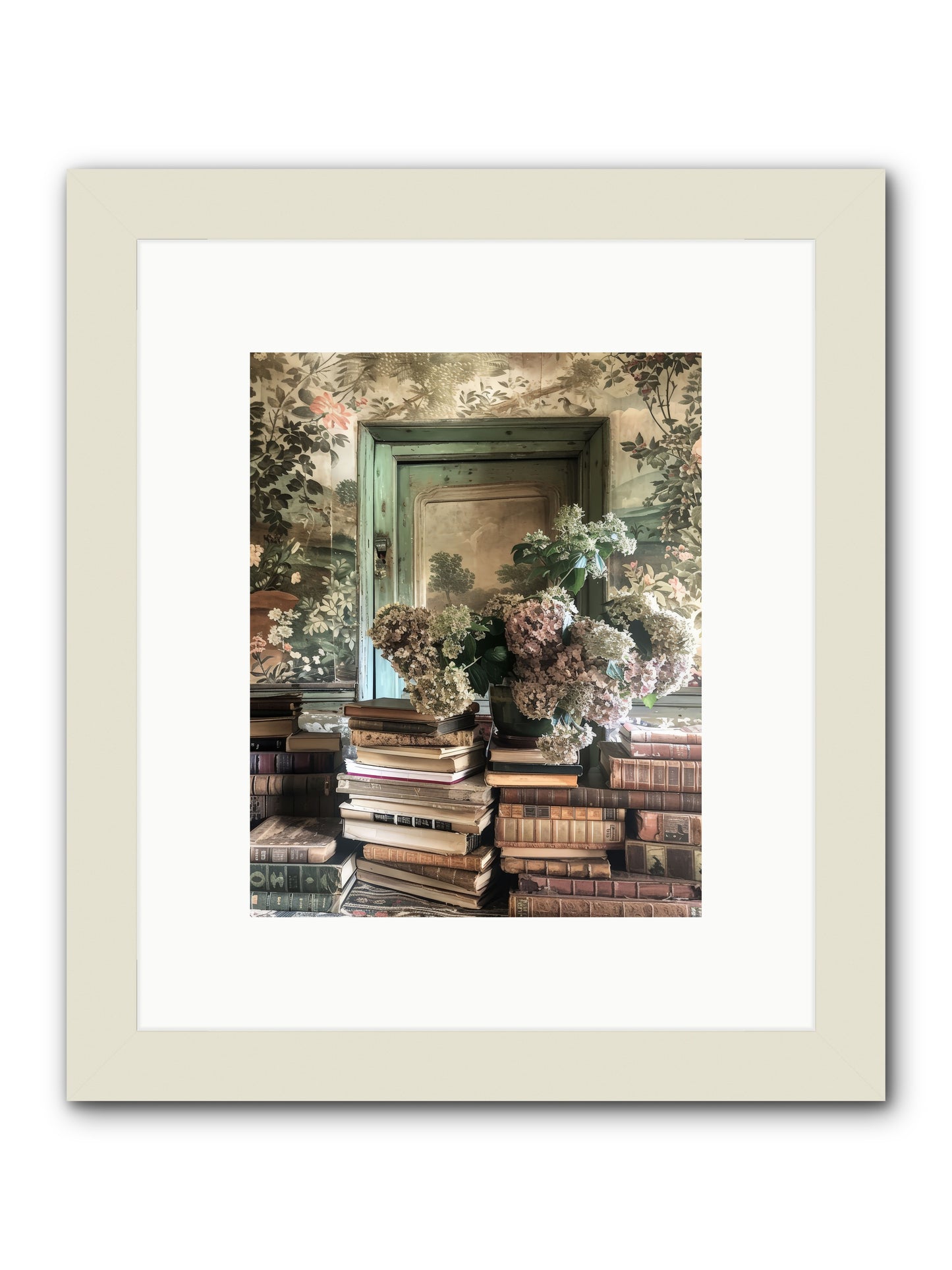 Literary Garden -- Framed Print - White 8x10