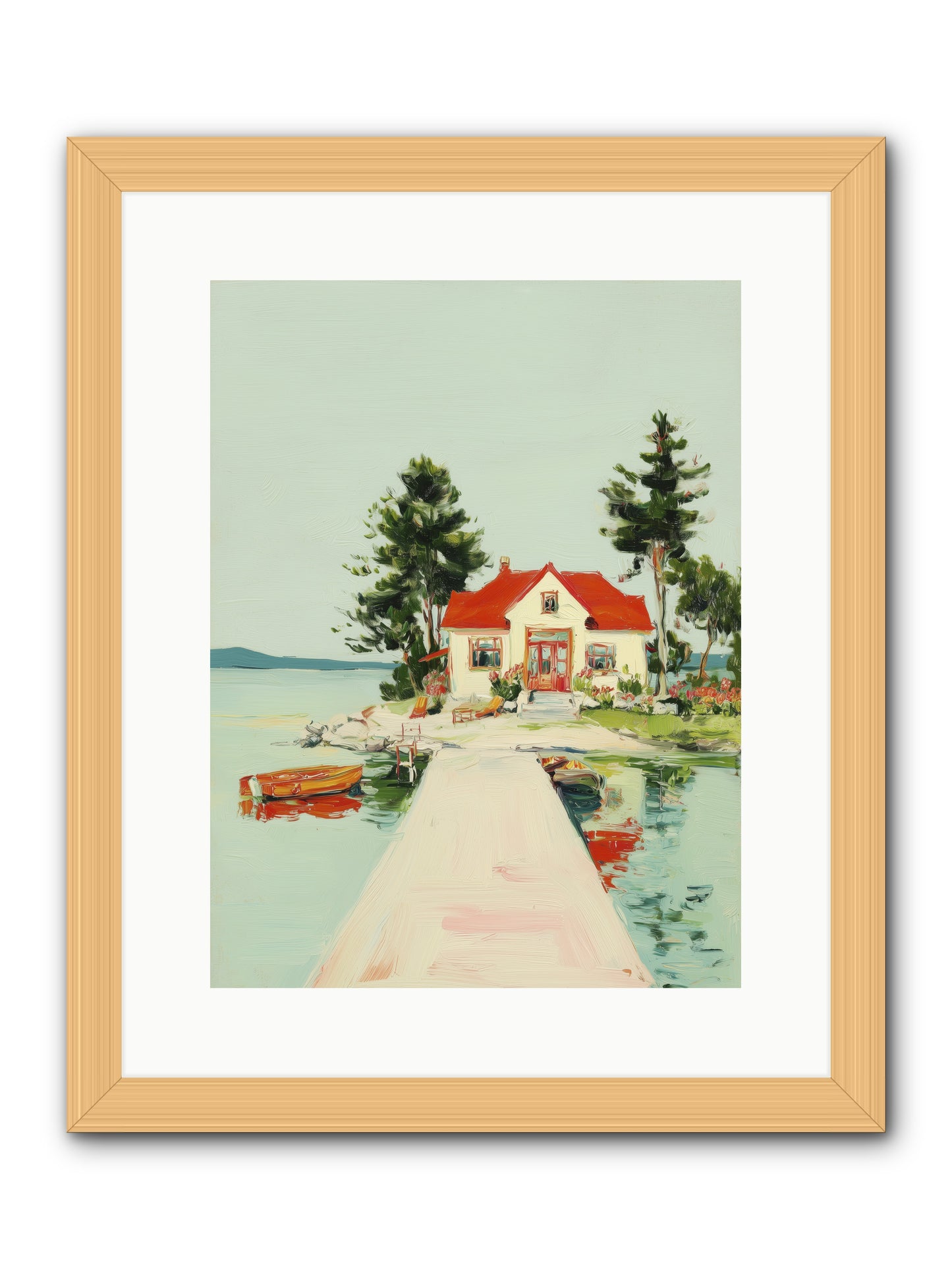Little Lake House -- Framed Print - Natural 12x16