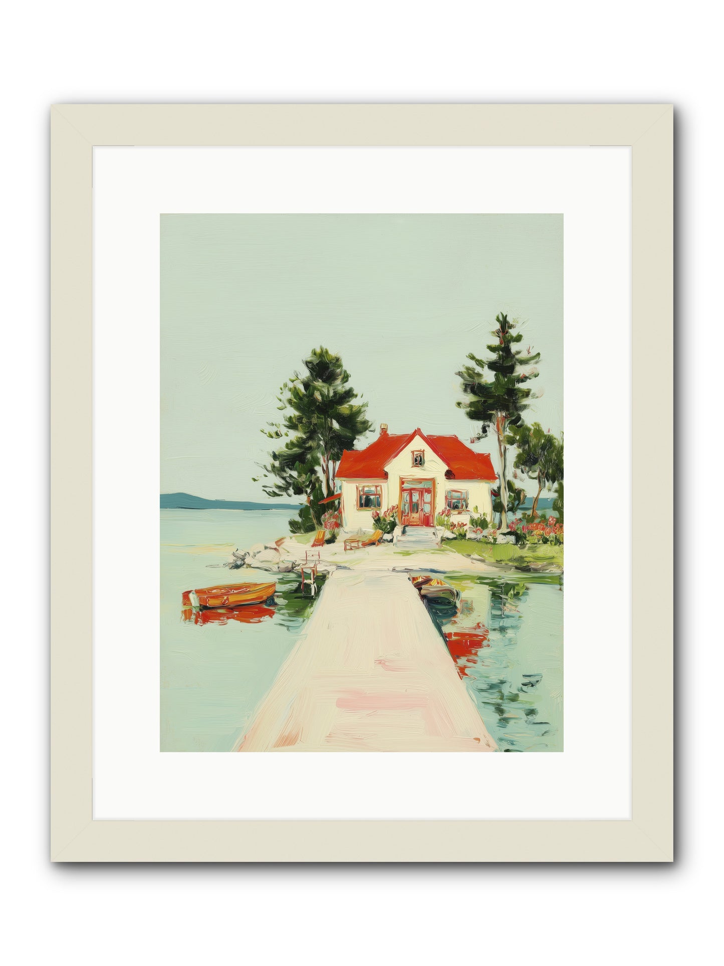 Little Lake House -- Framed Print - White 12x16