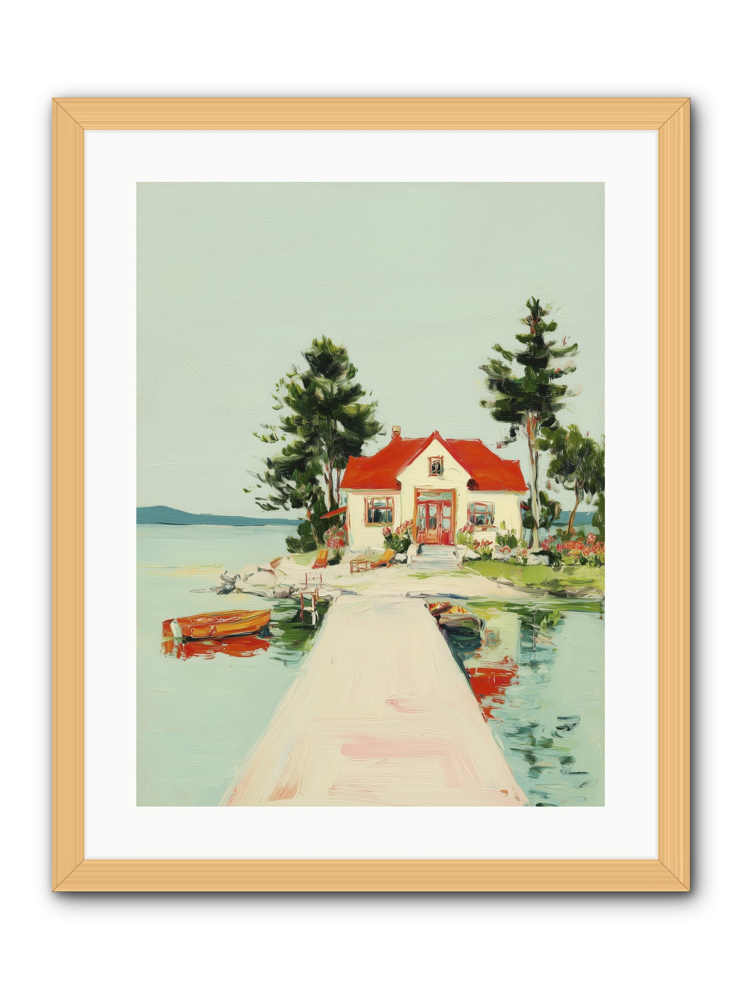 Little Lake House -- Framed Print - Natural 18x24