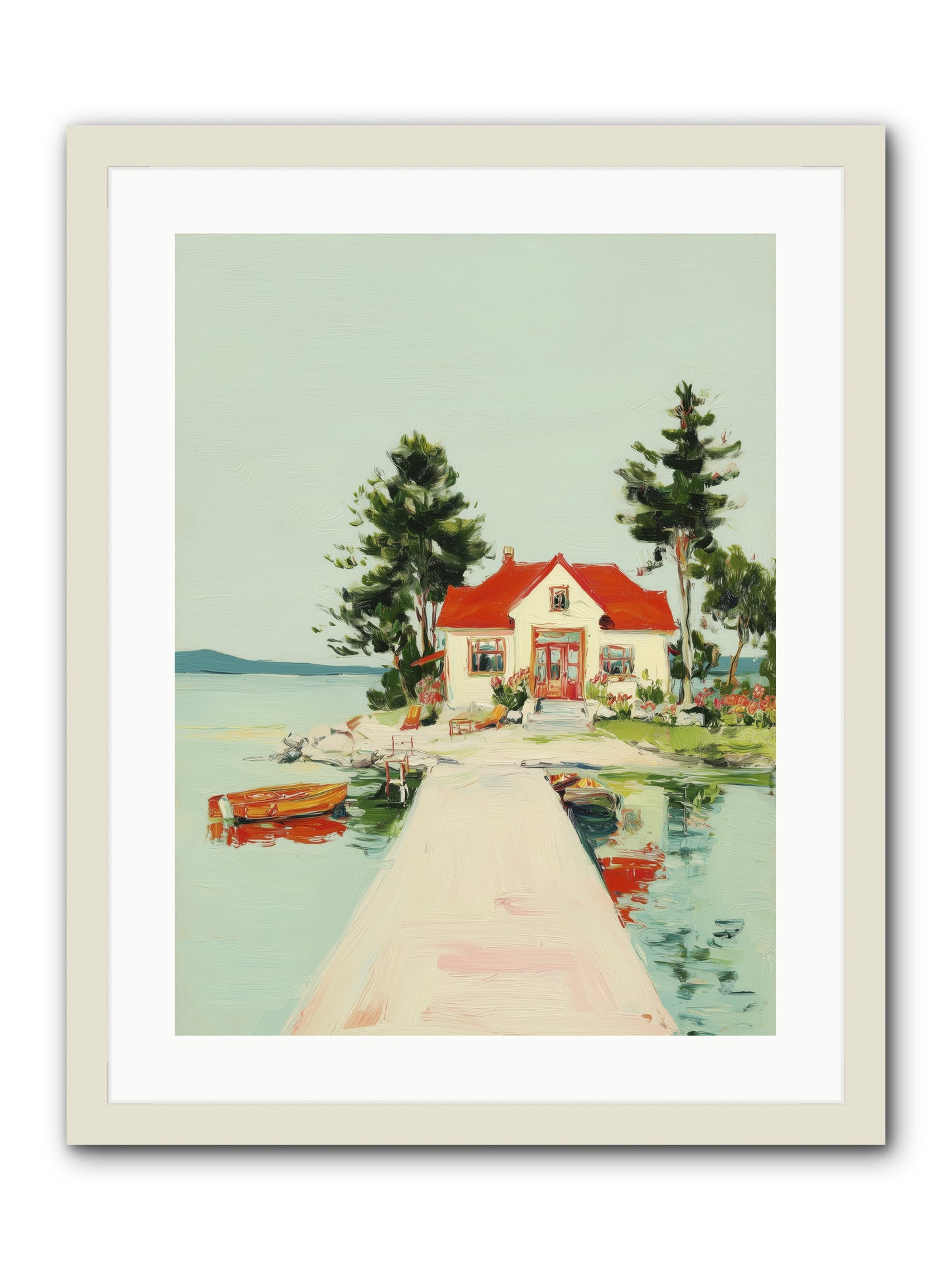 Little Lake House -- Framed Print - White 18x24