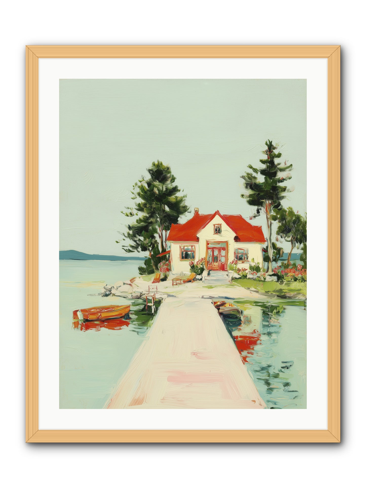 Little Lake House -- Framed Print - Natural 24x32