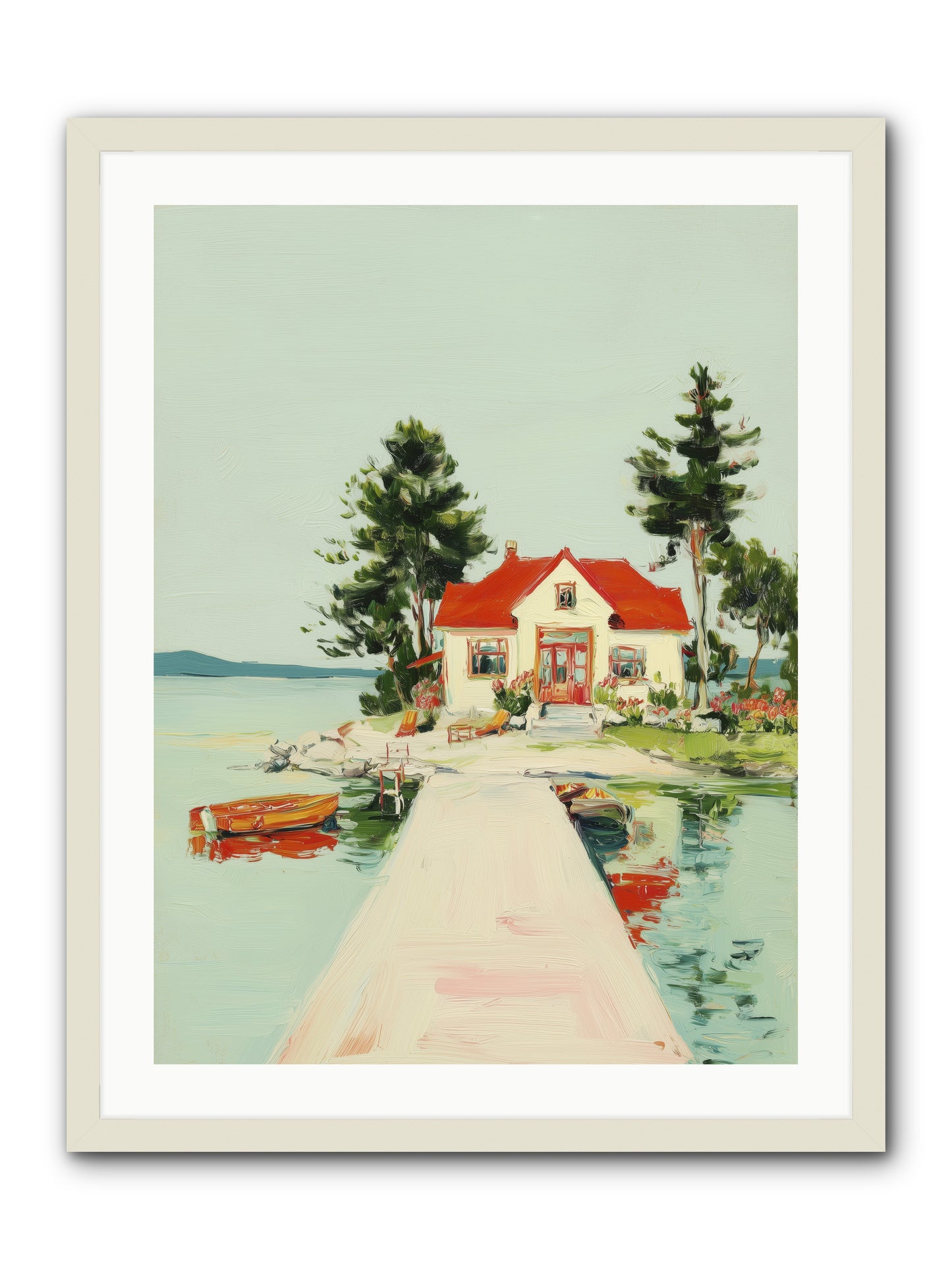 Little Lake House -- Framed Print - White 24x32