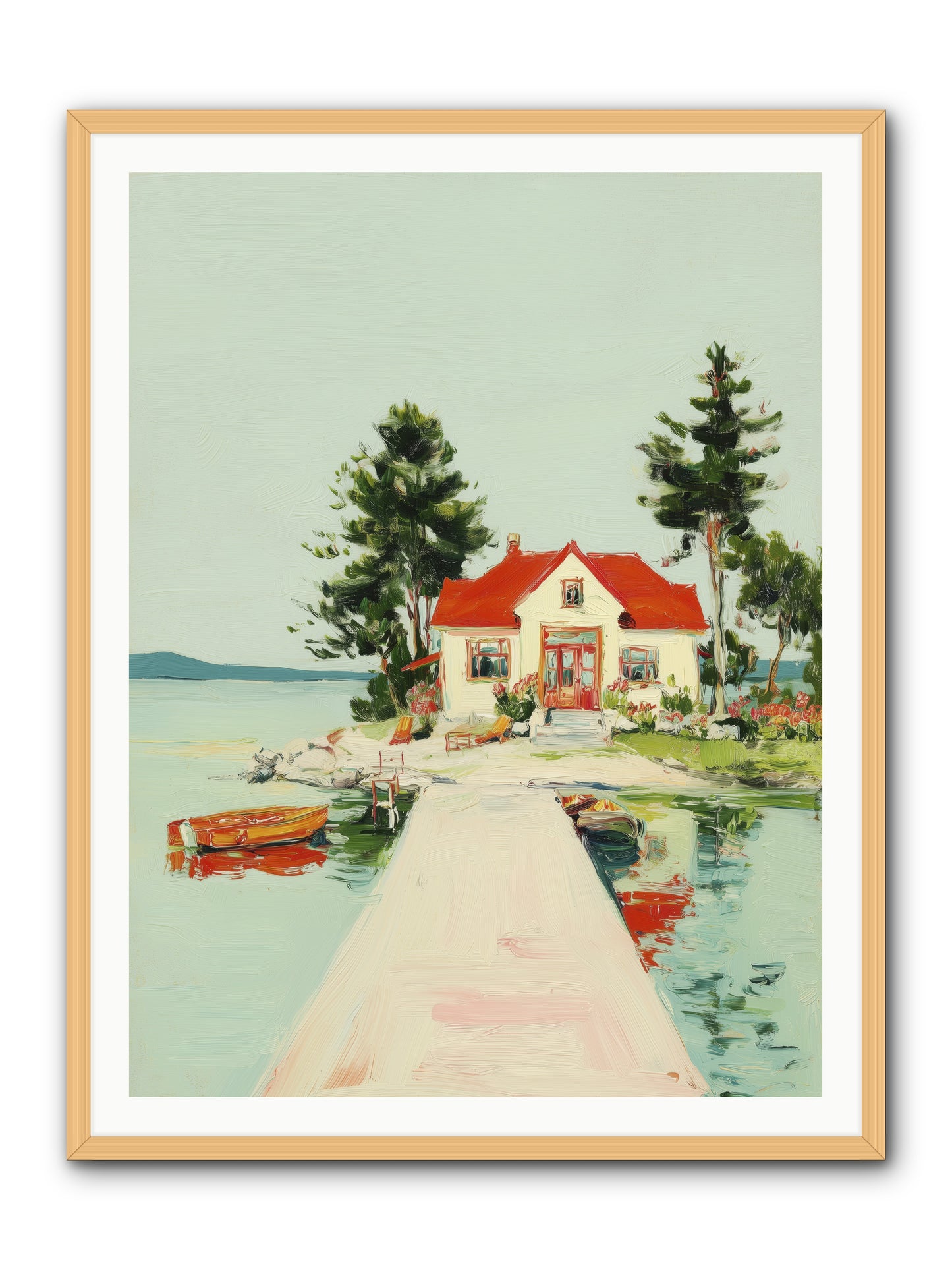 Little Lake House -- Framed Print - Natural 36x48