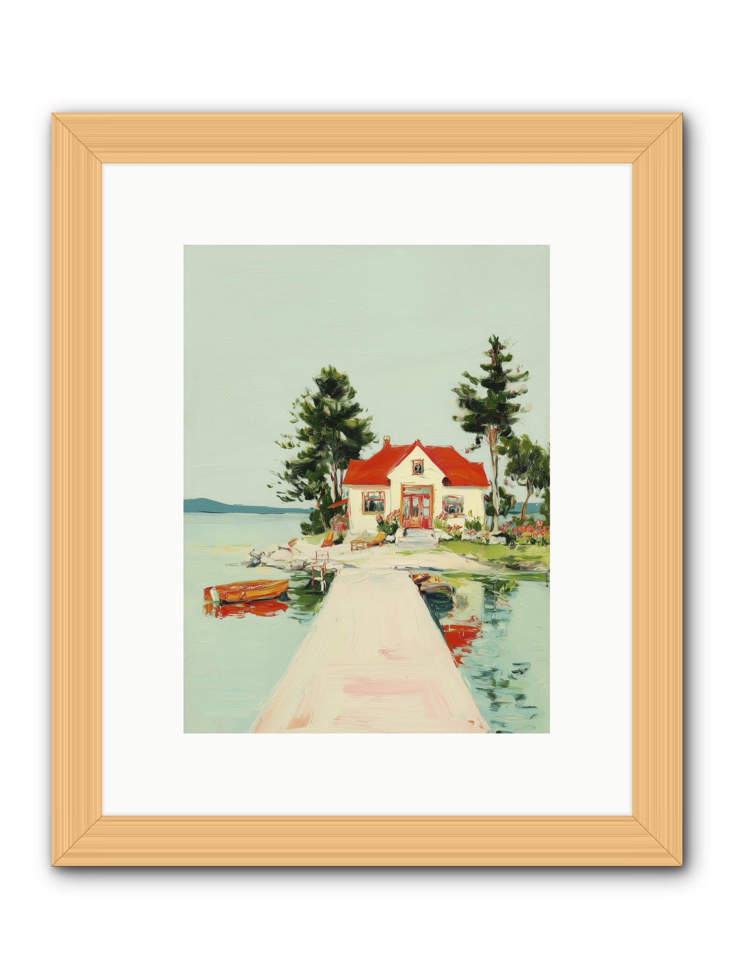 Little Lake House -- Framed Print - Natural 9x12