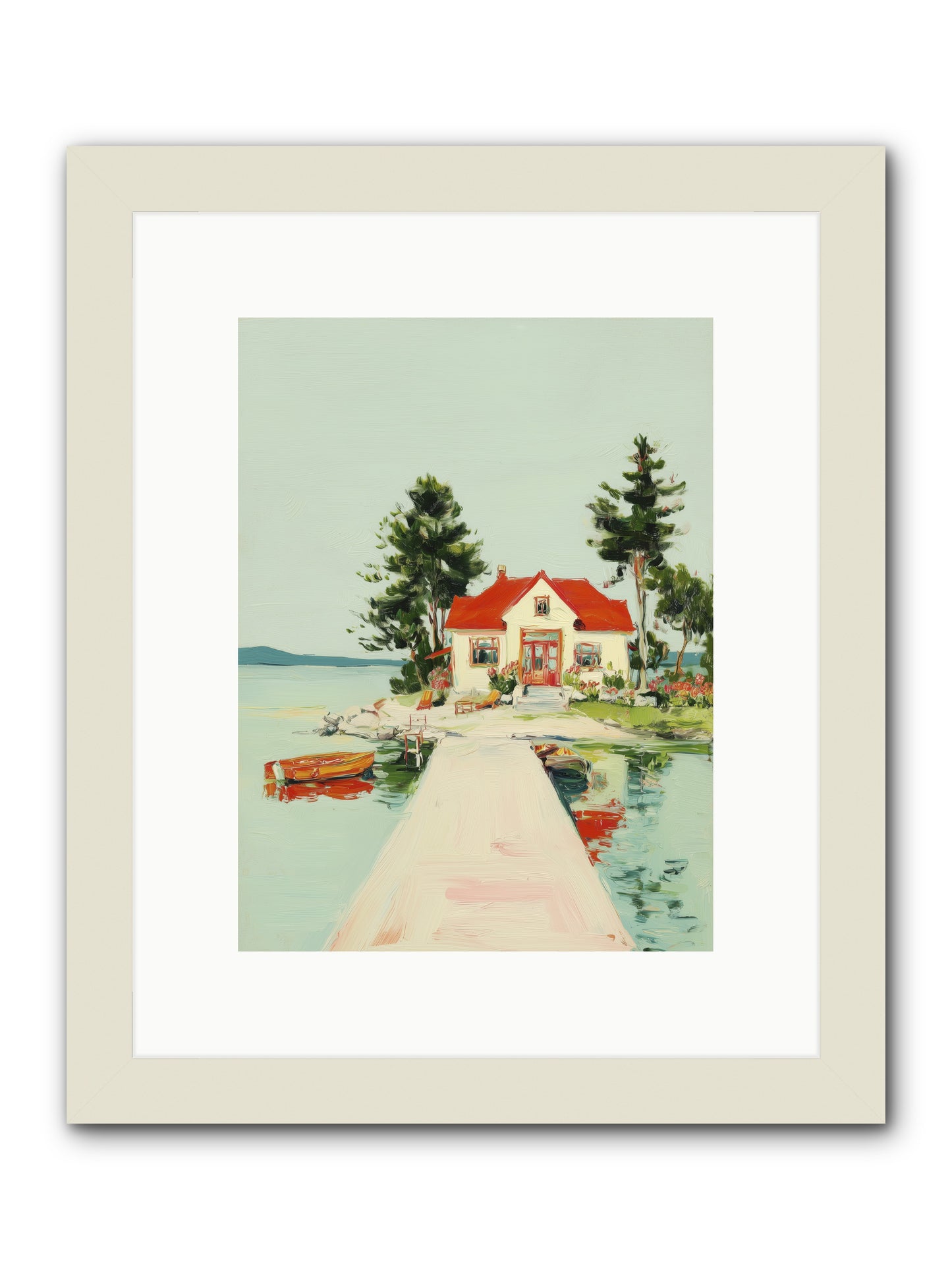 Little Lake House -- Framed Print - White 9x12