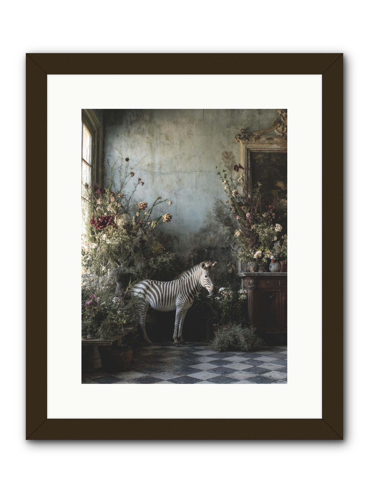 Living Among Petals -- Framed Print - Black 12x16
