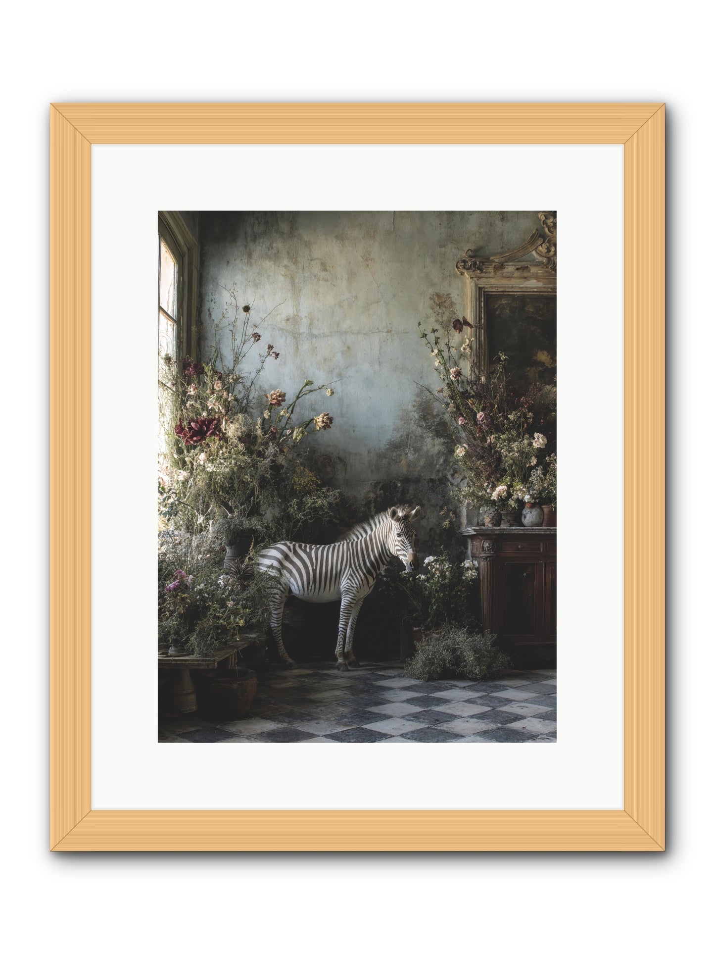 Living Among Petals -- Framed Print - Natural 12x16