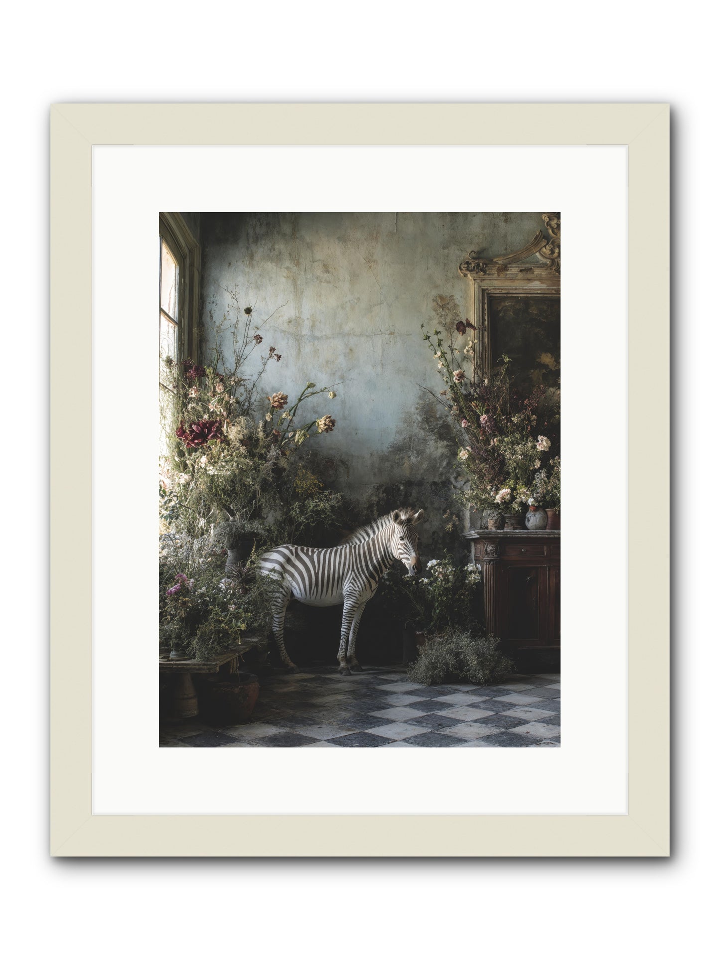 Living Among Petals -- Framed Print - White 12x16