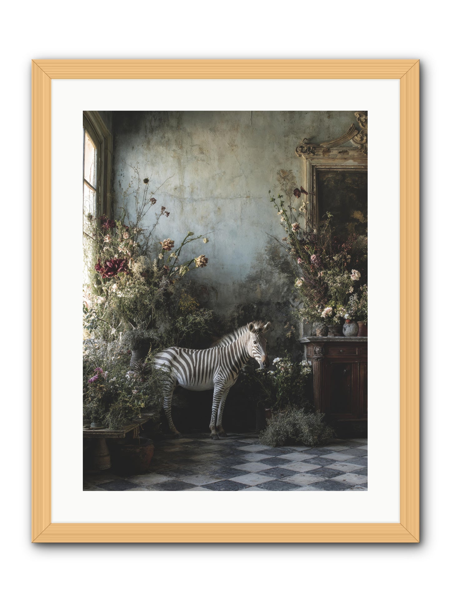 Living Among Petals -- Framed Print - Natural 18x24