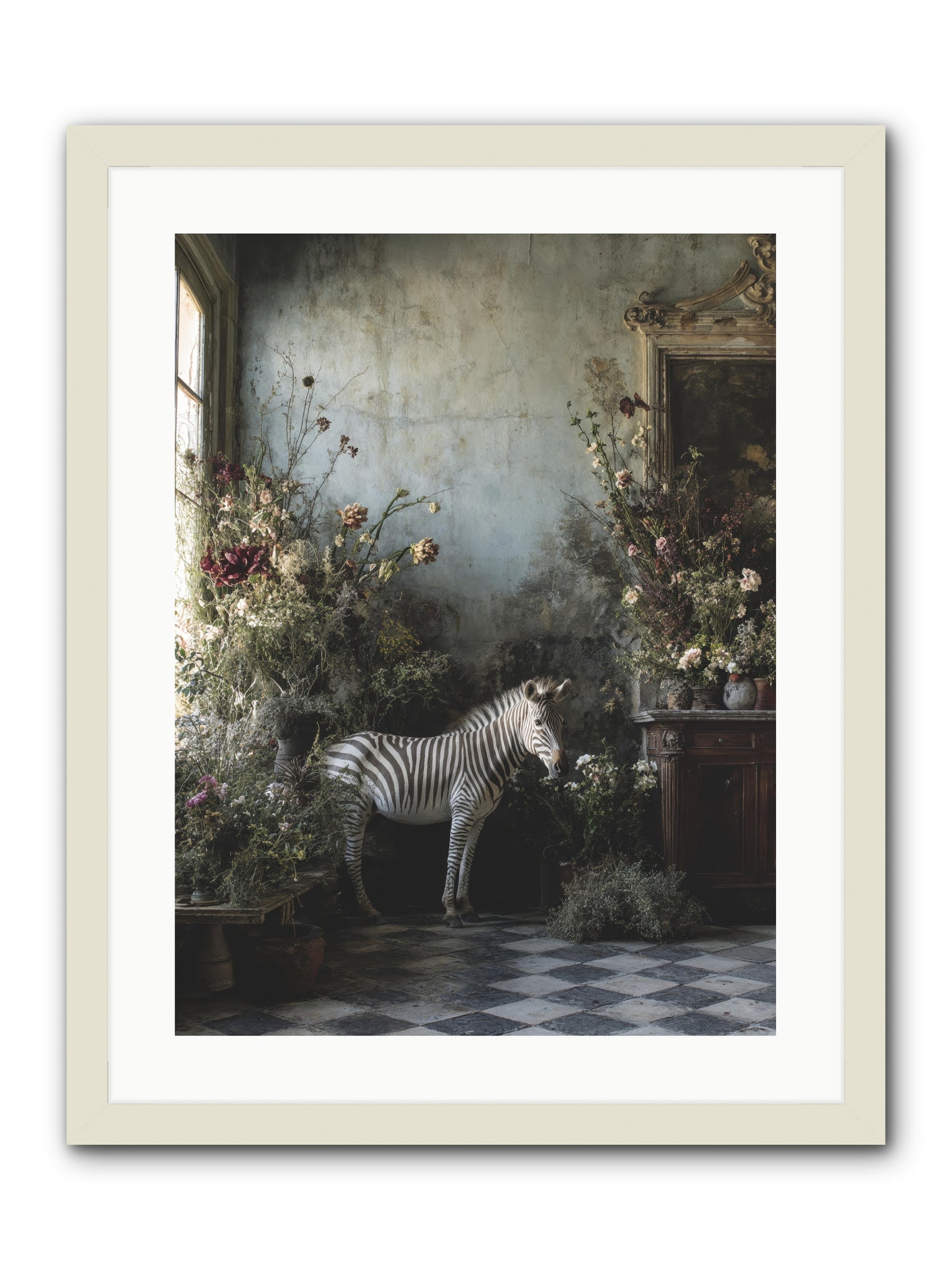 Living Among Petals -- Framed Print - White 18x24