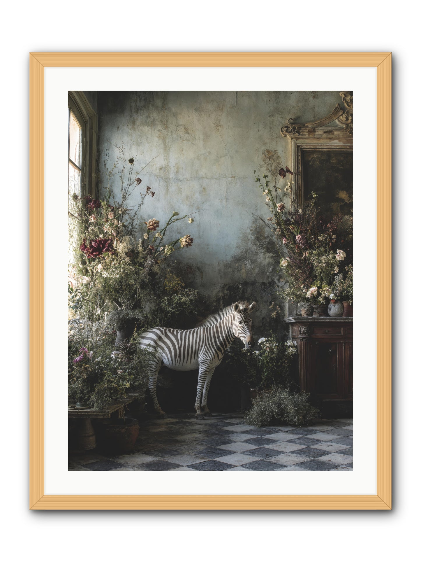 Living Among Petals -- Framed Print - Natural 24x32