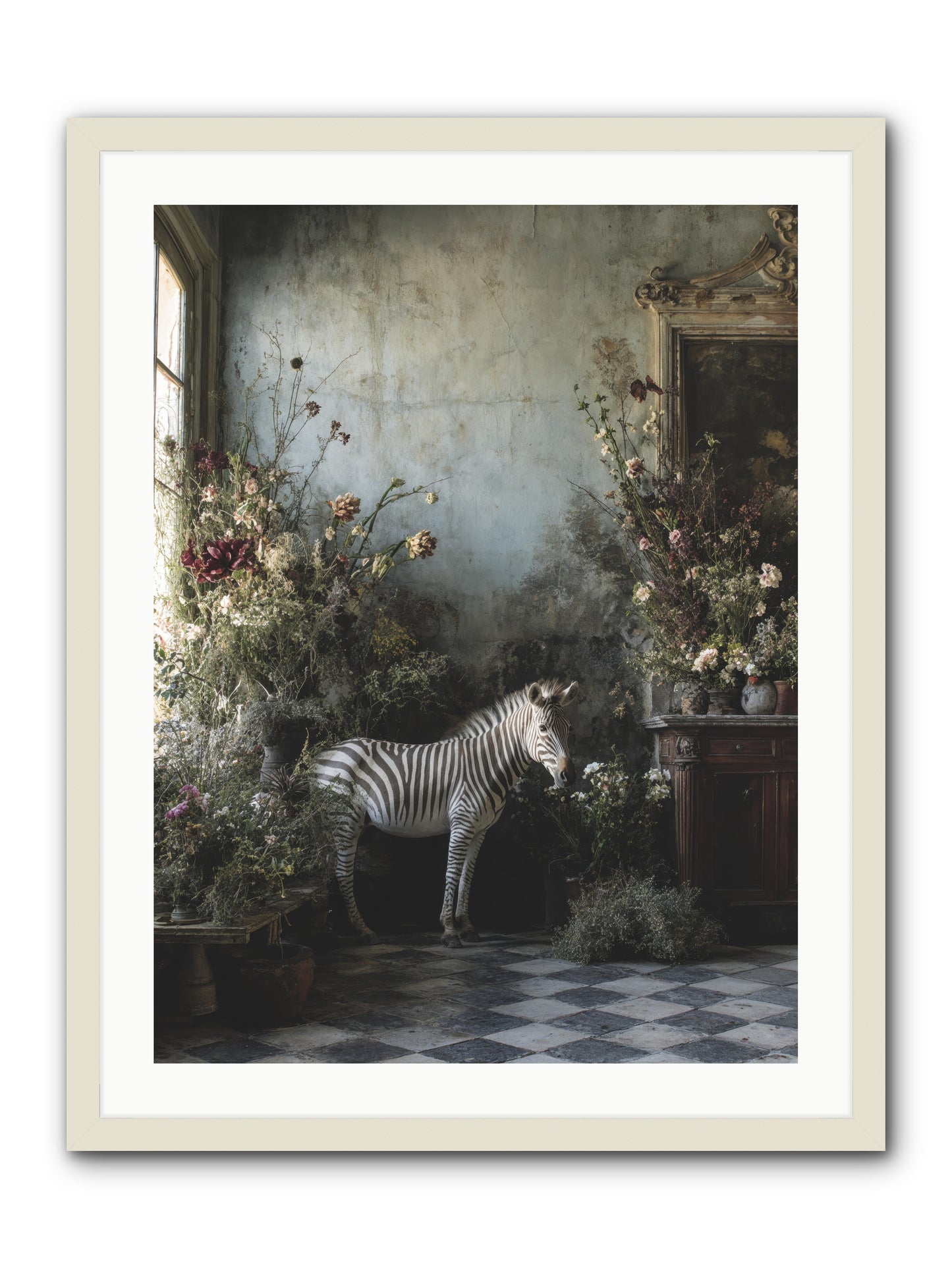 Living Among Petals -- Framed Print - White 24x32