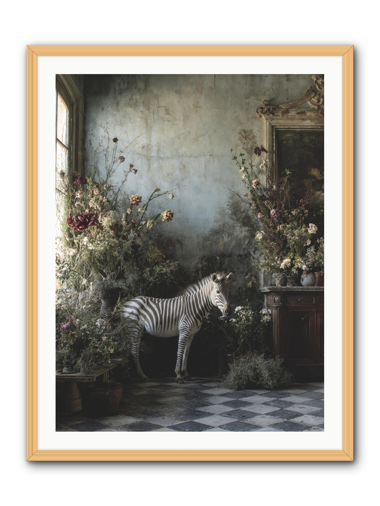 Living Among Petals -- Framed Print - Natural 30x40