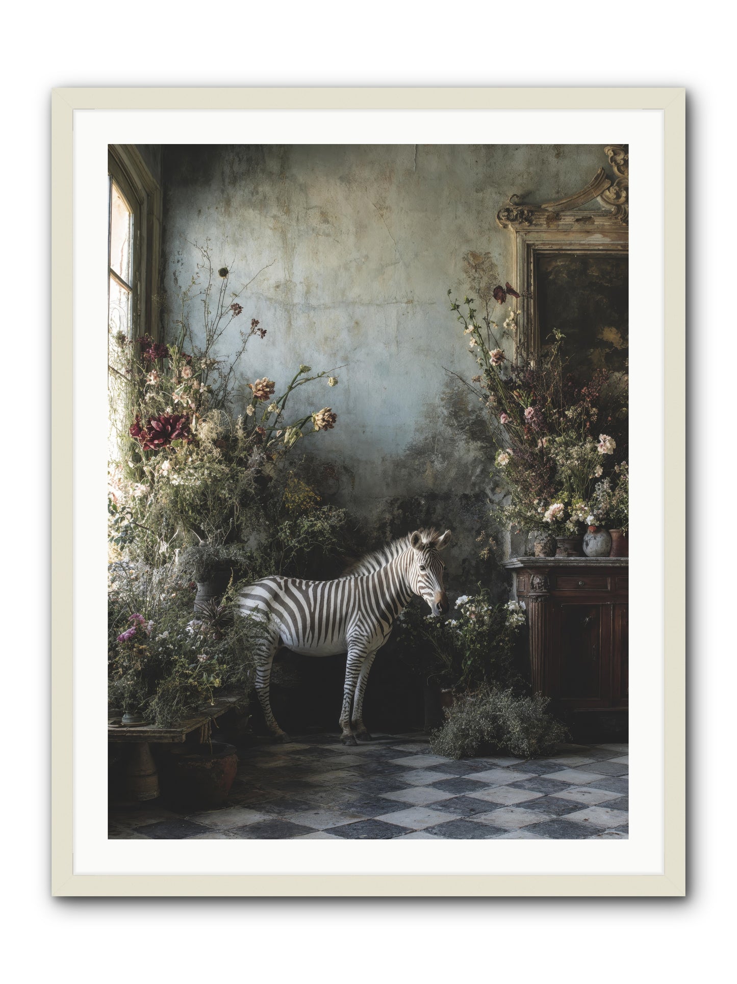 Living Among Petals -- Framed Print - White 30x40