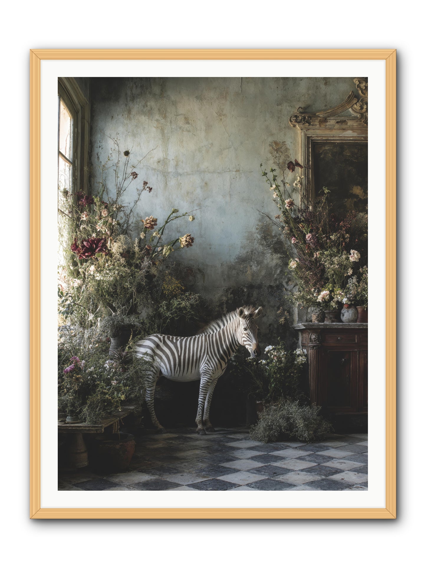 Living Among Petals -- Framed Print - Natural 36x48