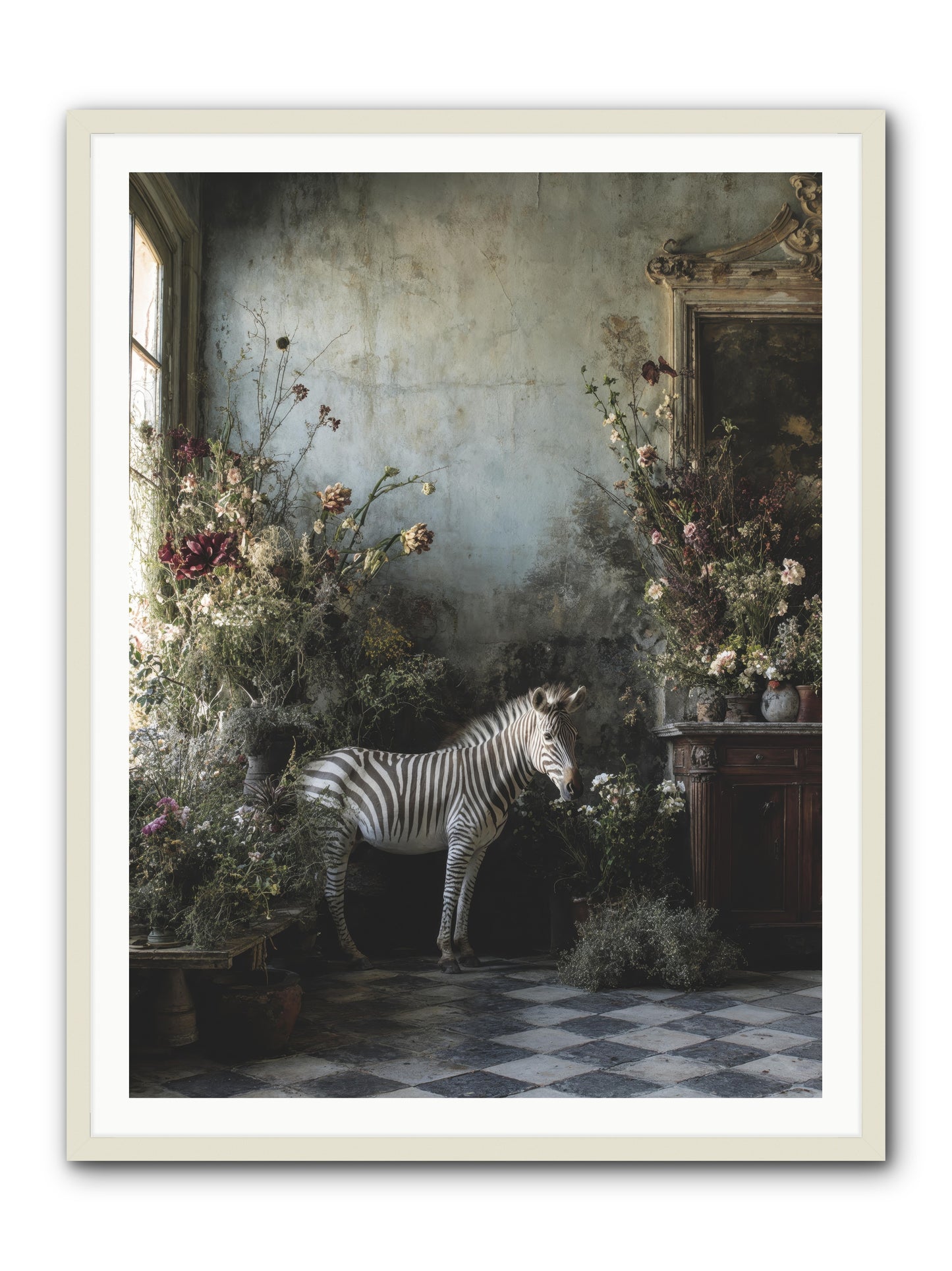 Living Among Petals -- Framed Print - White 36x48