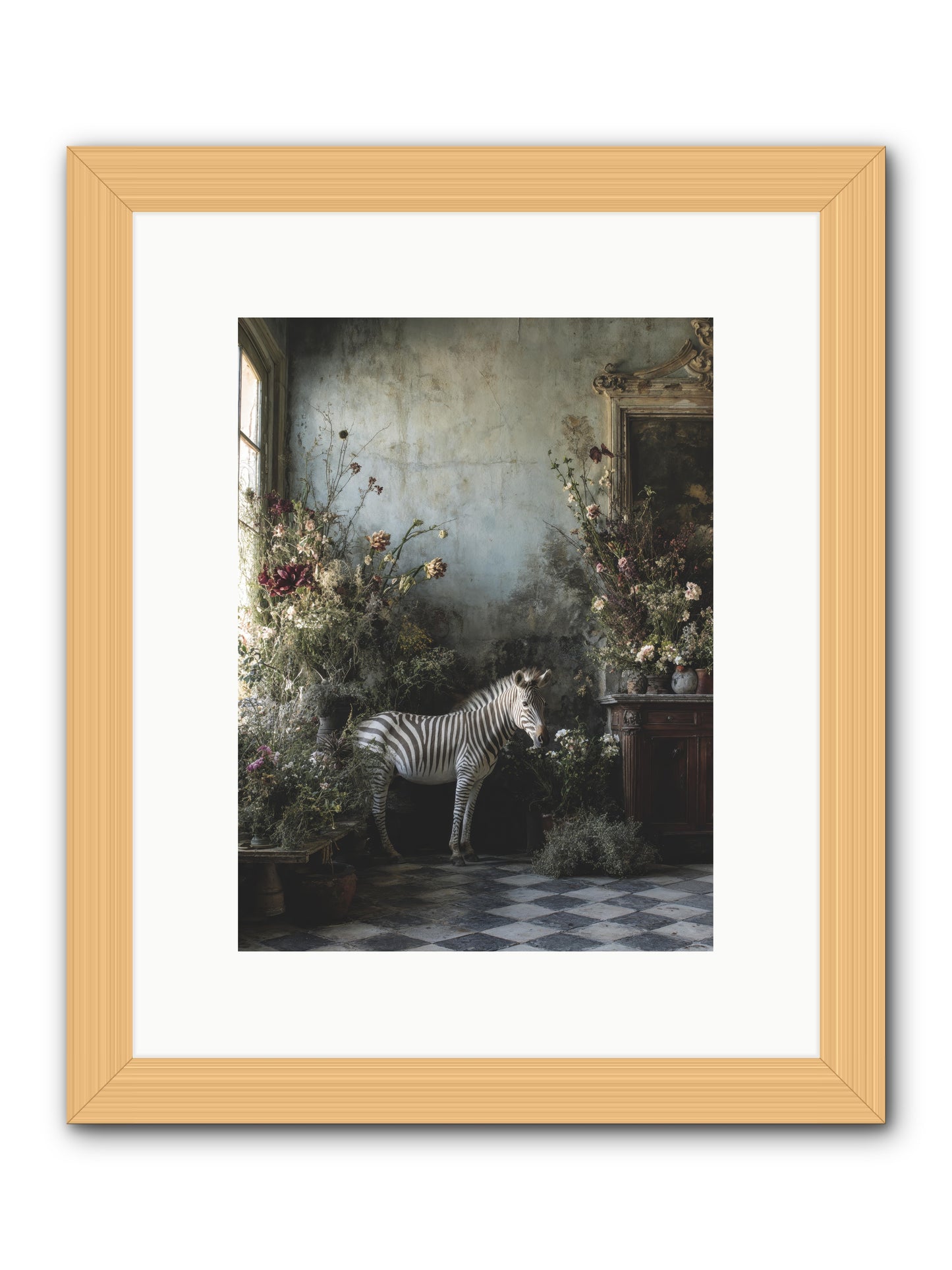 Living Among Petals -- Framed Print - Natural 9x12