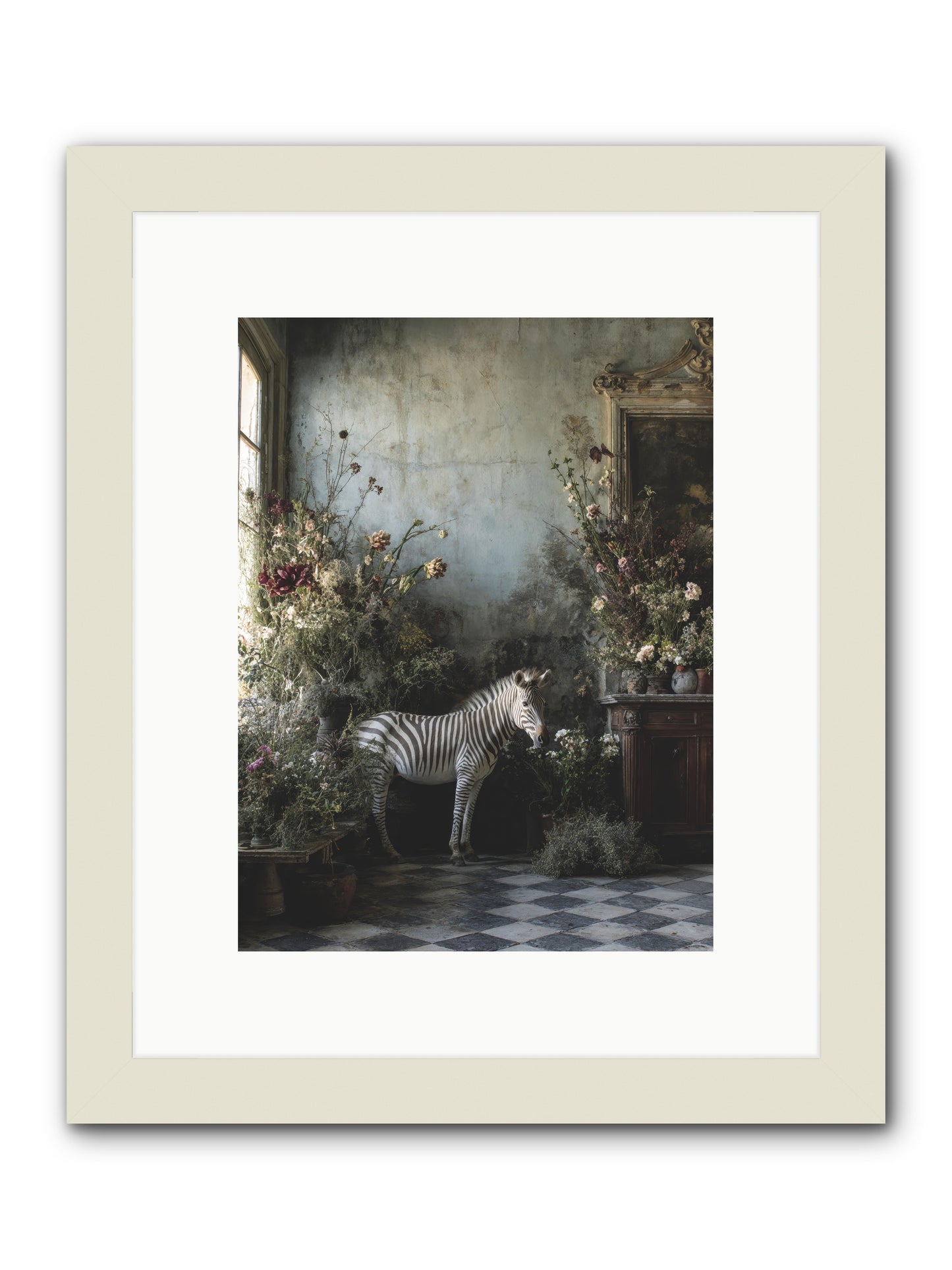 Living Among Petals -- Framed Print - White 9x12