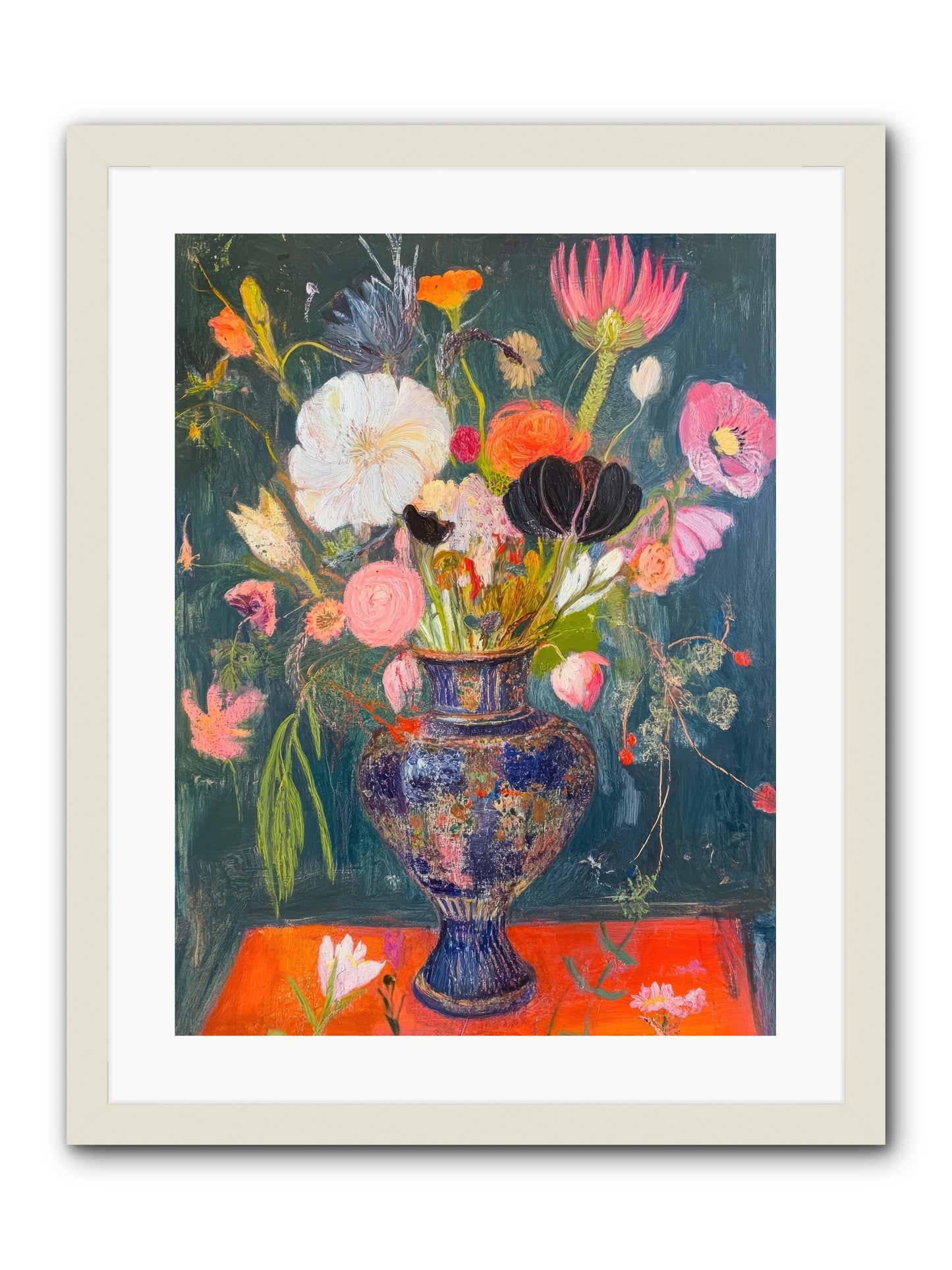 Loire Valley Blooms -- Framed Print - White 18x24