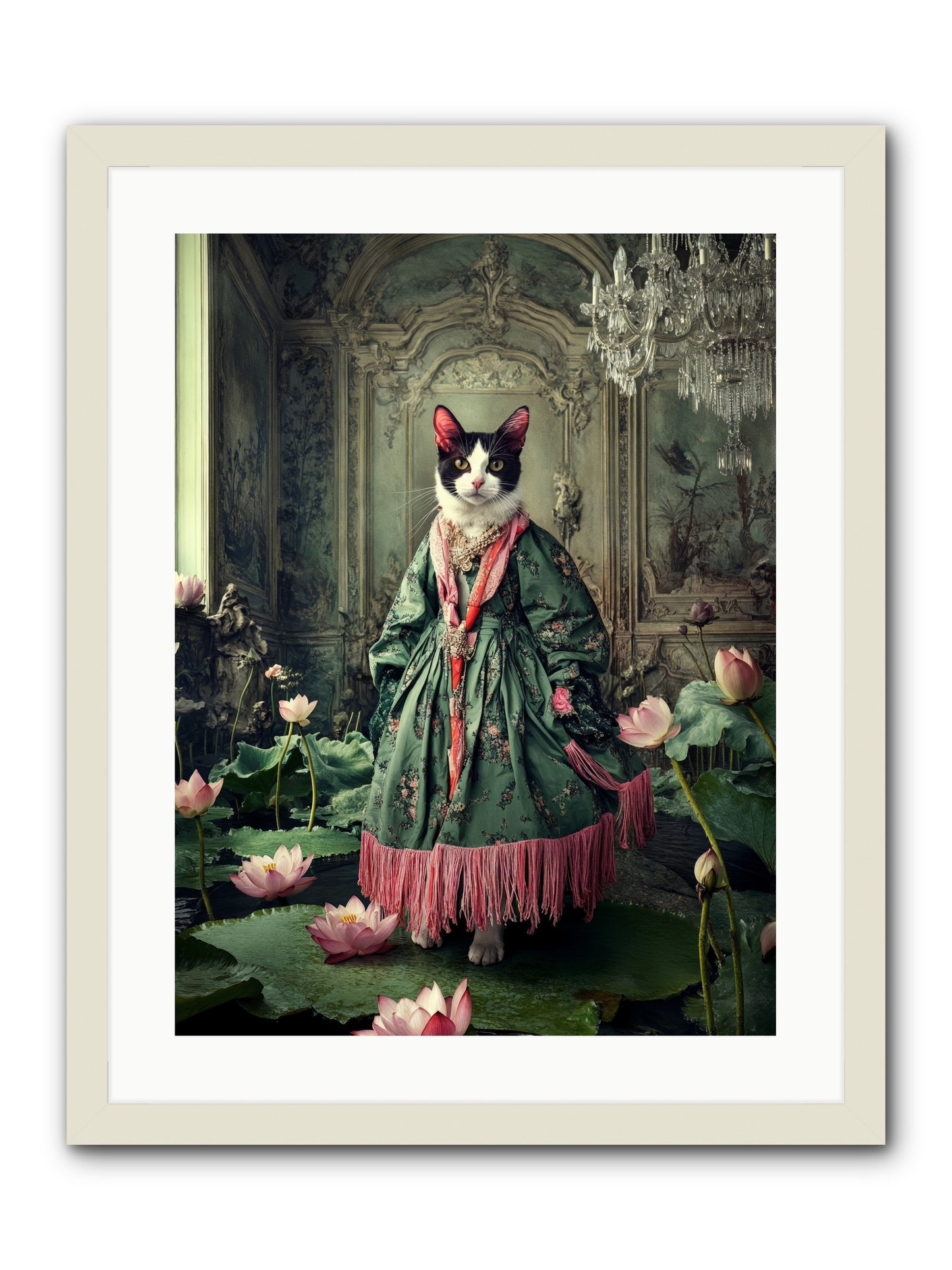 Lotus Light DancingRez -- Framed Print - White 18x24