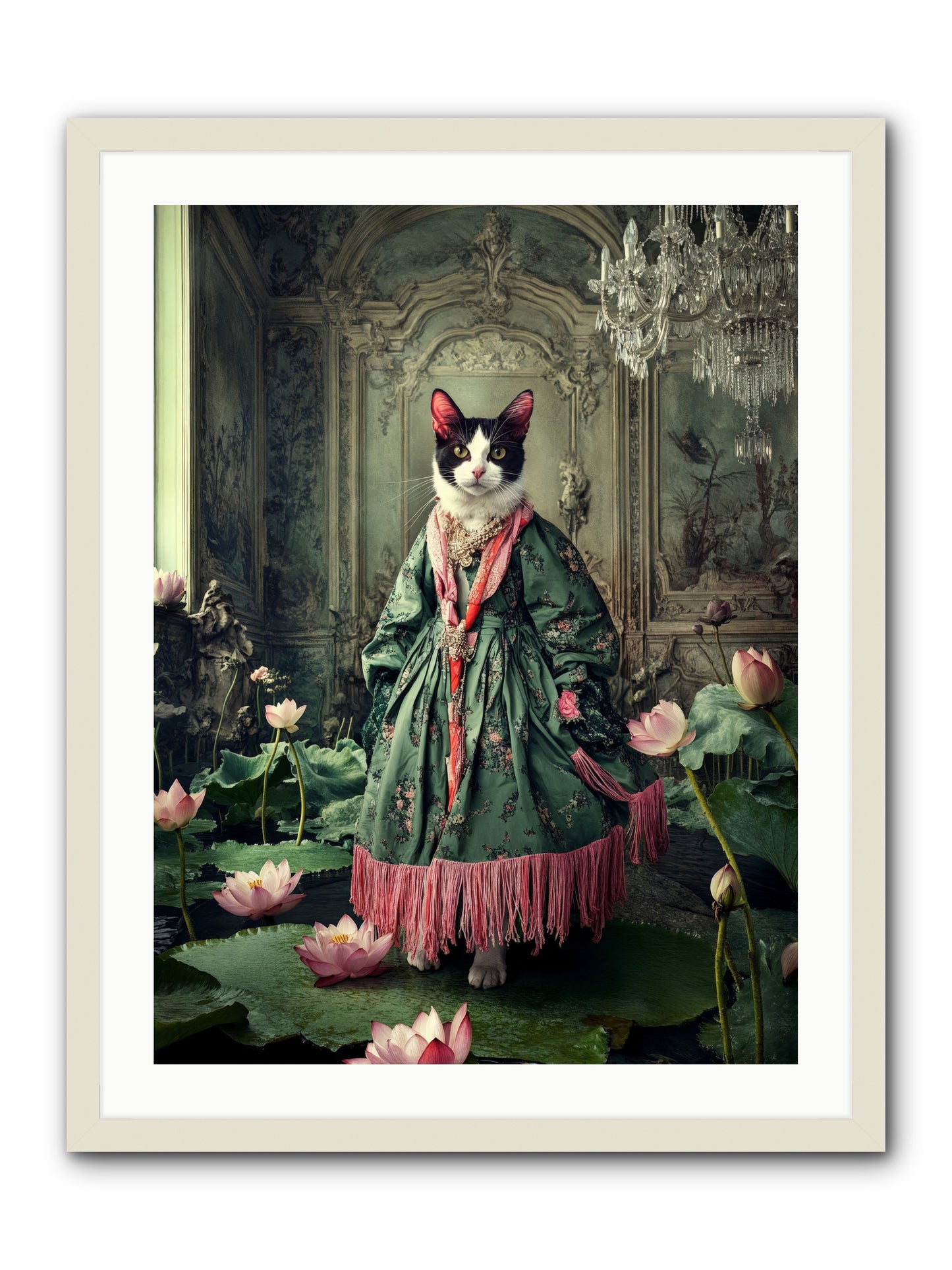 Lotus Light DancingRez -- Framed Print - White 24x32