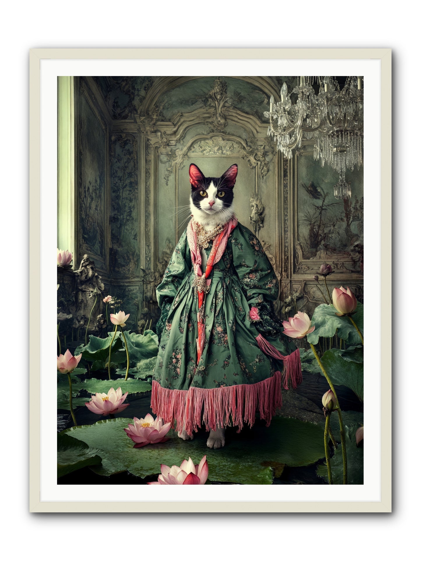 Lotus Light DancingRez -- Framed Print - White 36x48