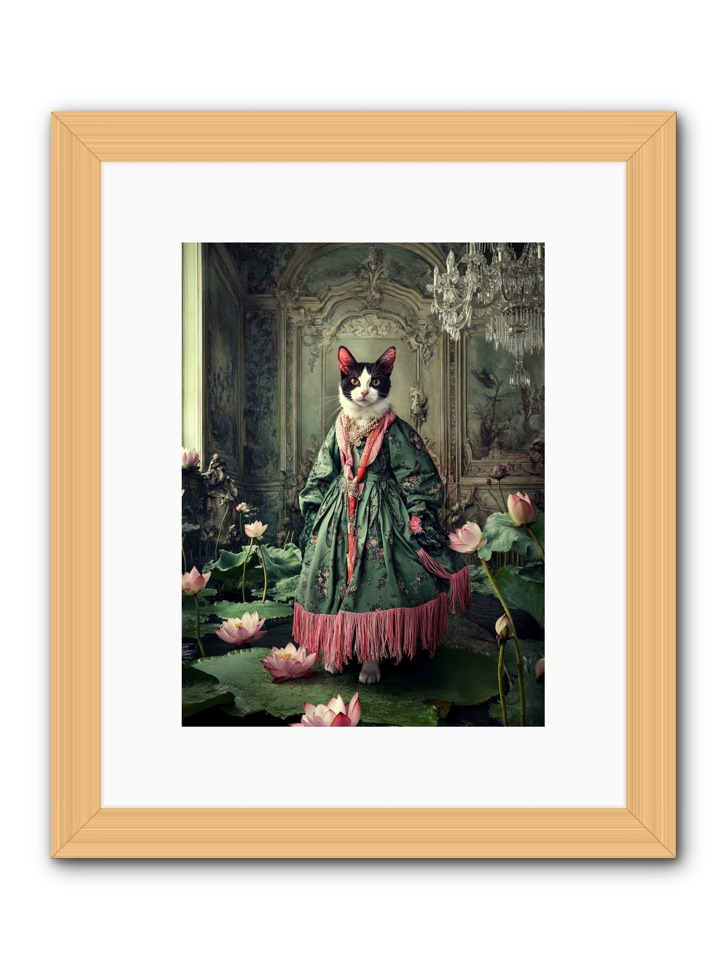 Lotus Light DancingRez -- Framed Print - Natural 9x12